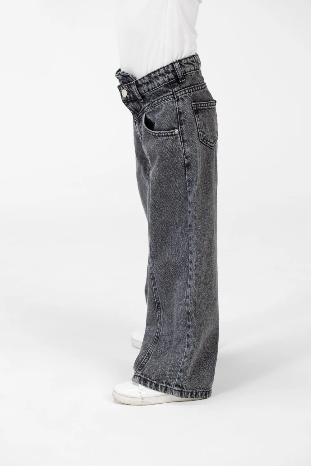 Girl's Wide Leg Jeans Pants With A Modern Side Zipper Pocket - Image 16