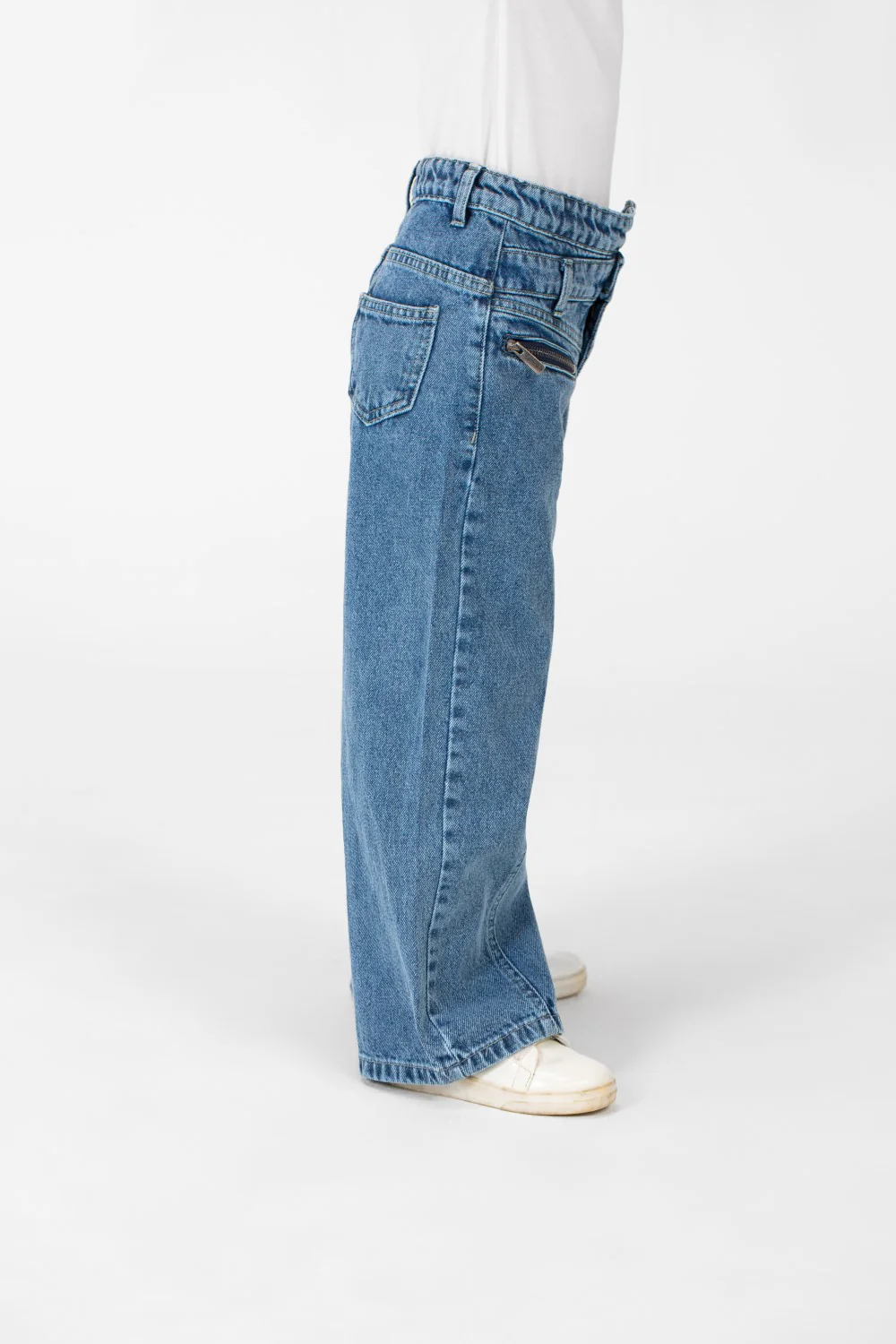 Girl's Wide Leg Jeans Pants With A Modern Side Zipper Pocket - Image 19