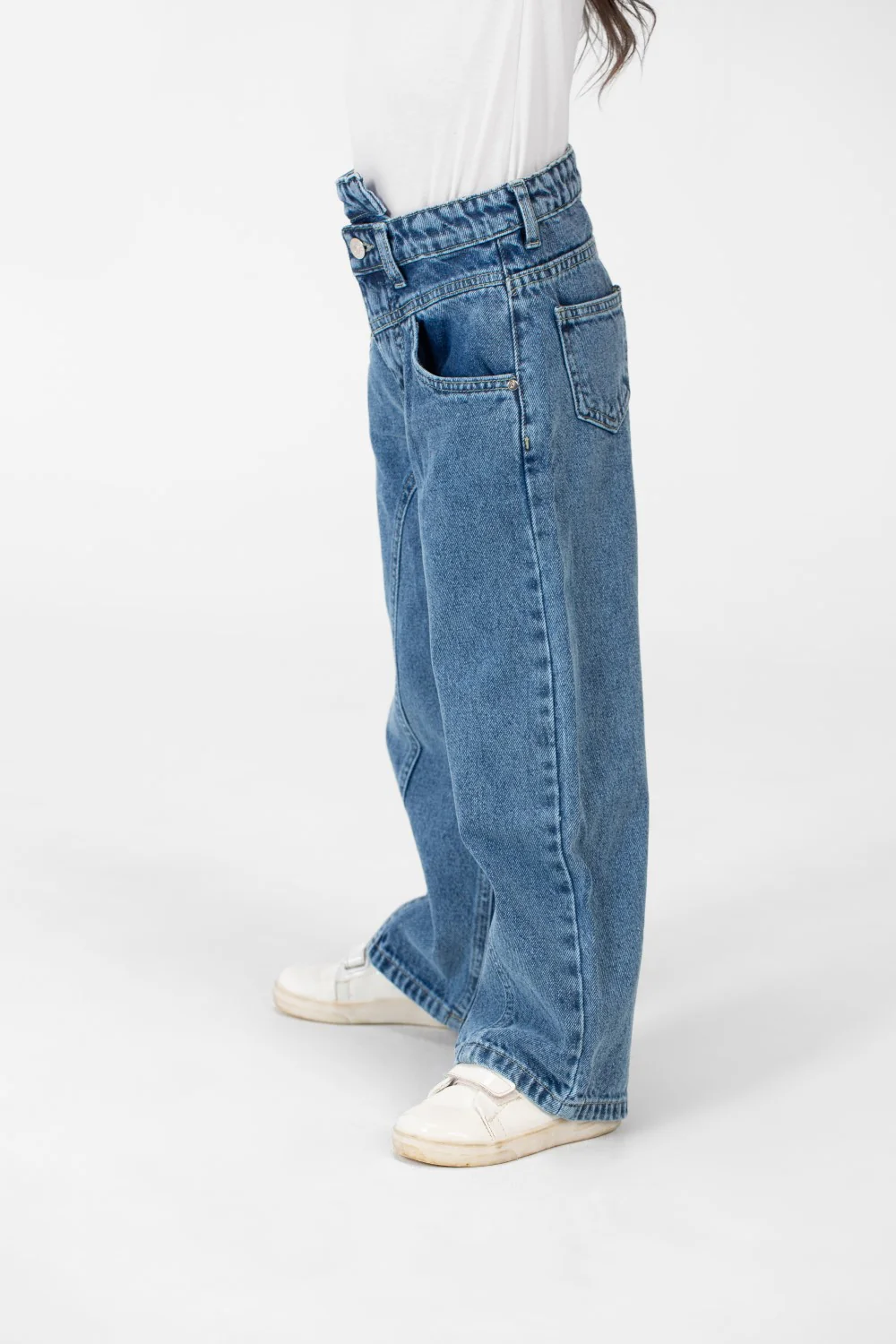 Girl's Wide Leg Jeans Pants With A Modern Side Zipper Pocket - Image 20