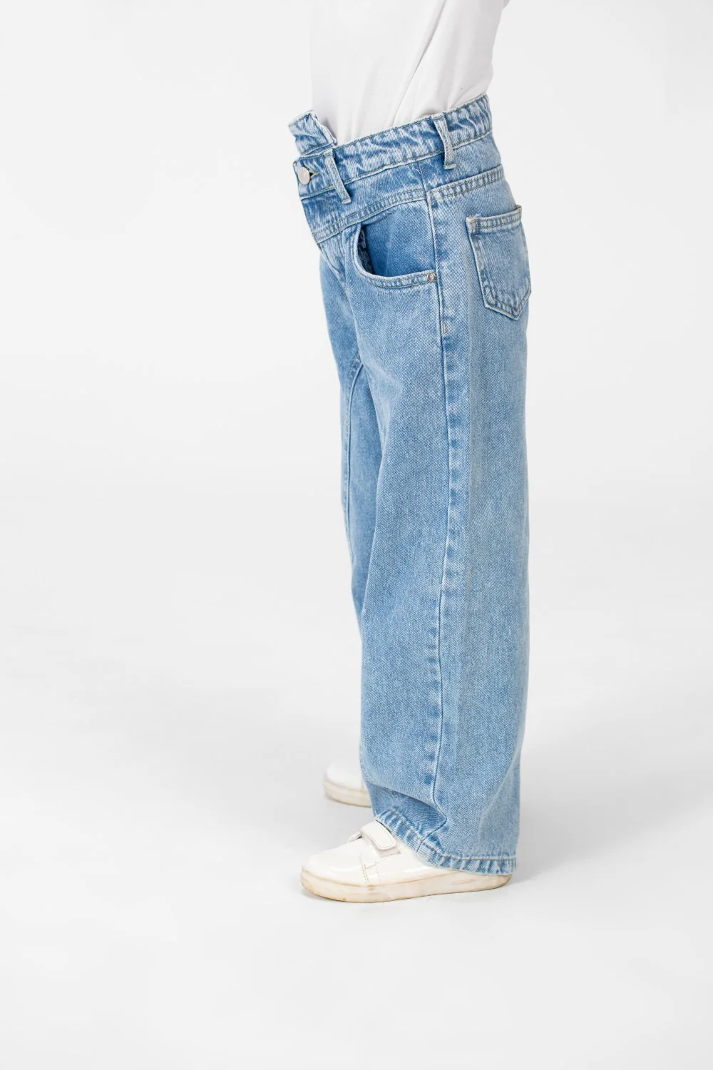 Girl's Wide Leg Jeans Pants With A Modern Side Zipper Pocket - Image 24