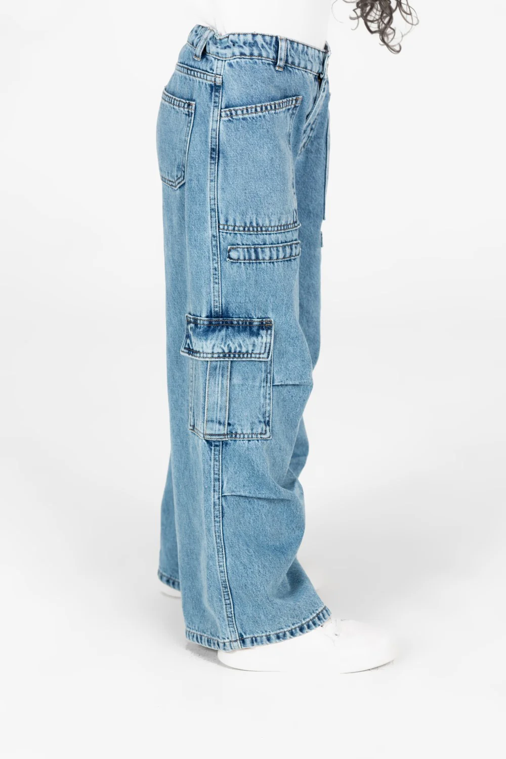Girl's Wide Leg Slouchy Jeans Pants With Side Pockets - Image 11