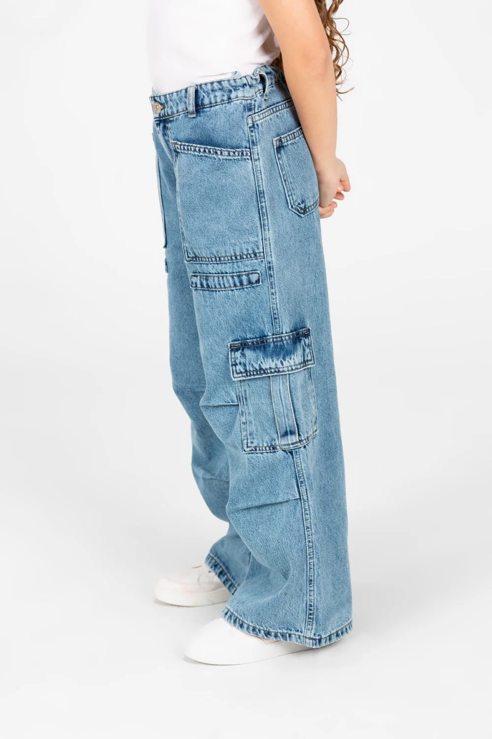 Girl's Wide Leg Slouchy Jeans Pants With Side Pockets - Image 12