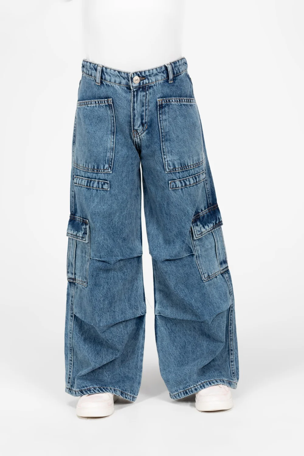 Girl's Wide Leg Slouchy Jeans Pants With Side Pockets - Image 13