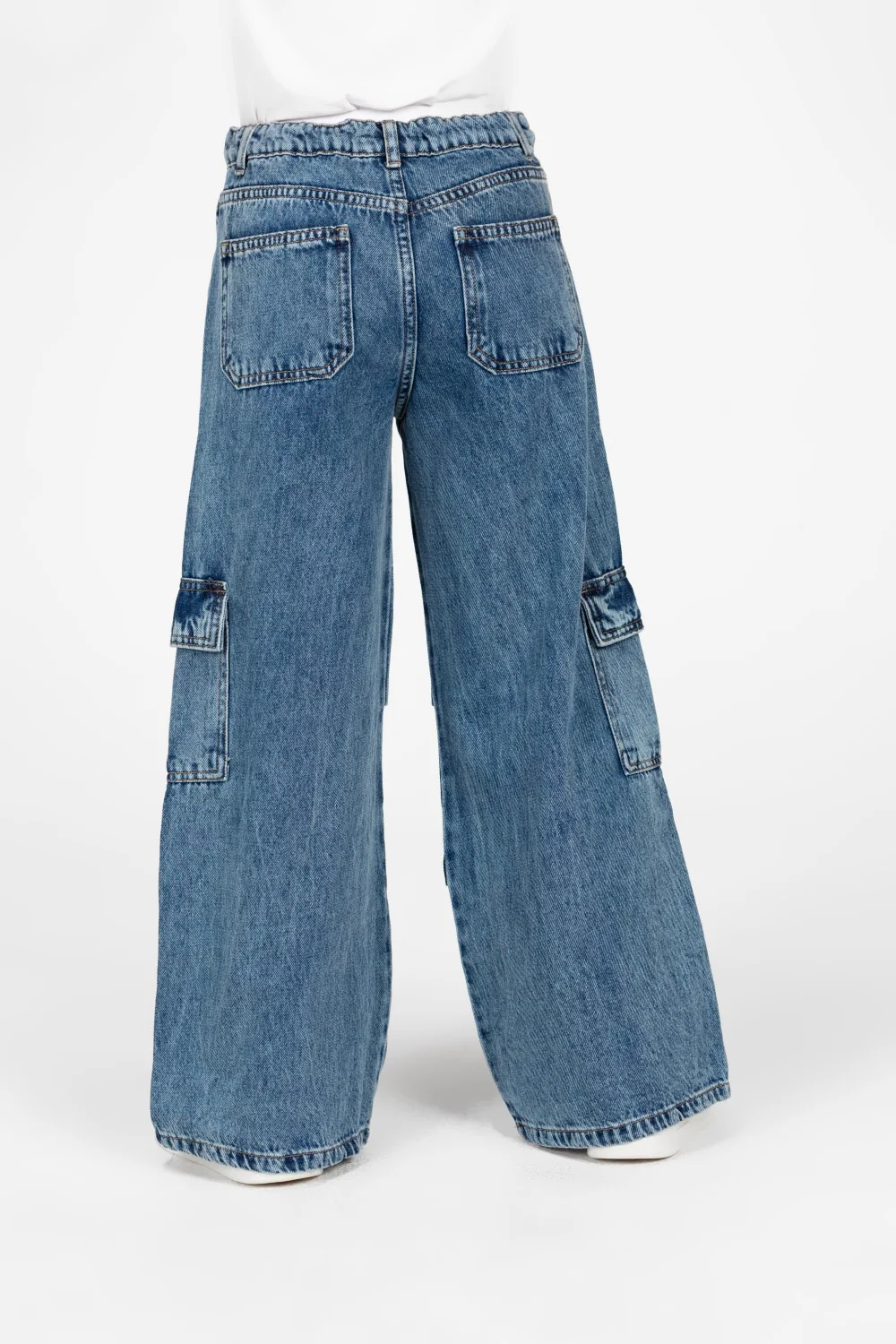 Girl's Wide Leg Slouchy Jeans Pants With Side Pockets - Image 14