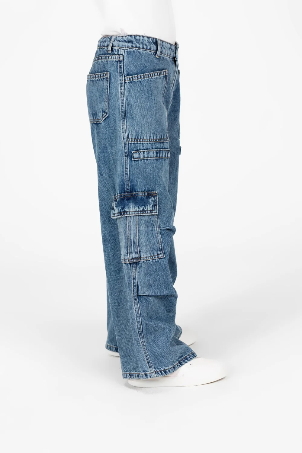 Girl's Wide Leg Slouchy Jeans Pants With Side Pockets - Image 15