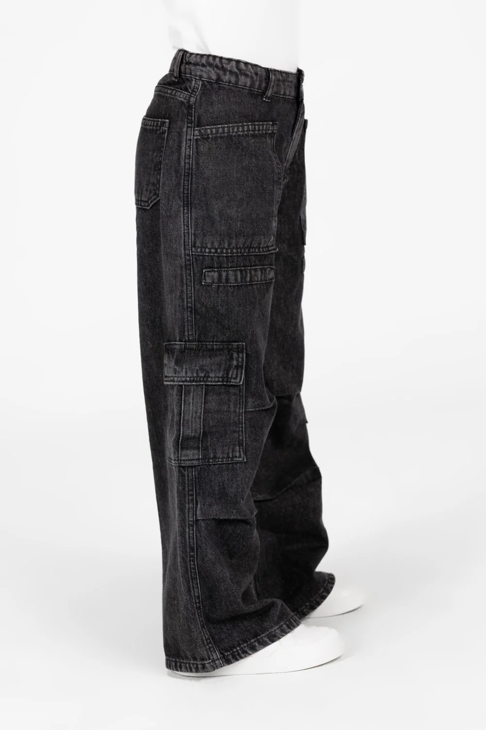 Girl's Wide Leg Slouchy Jeans Pants With Side Pockets - Image 3