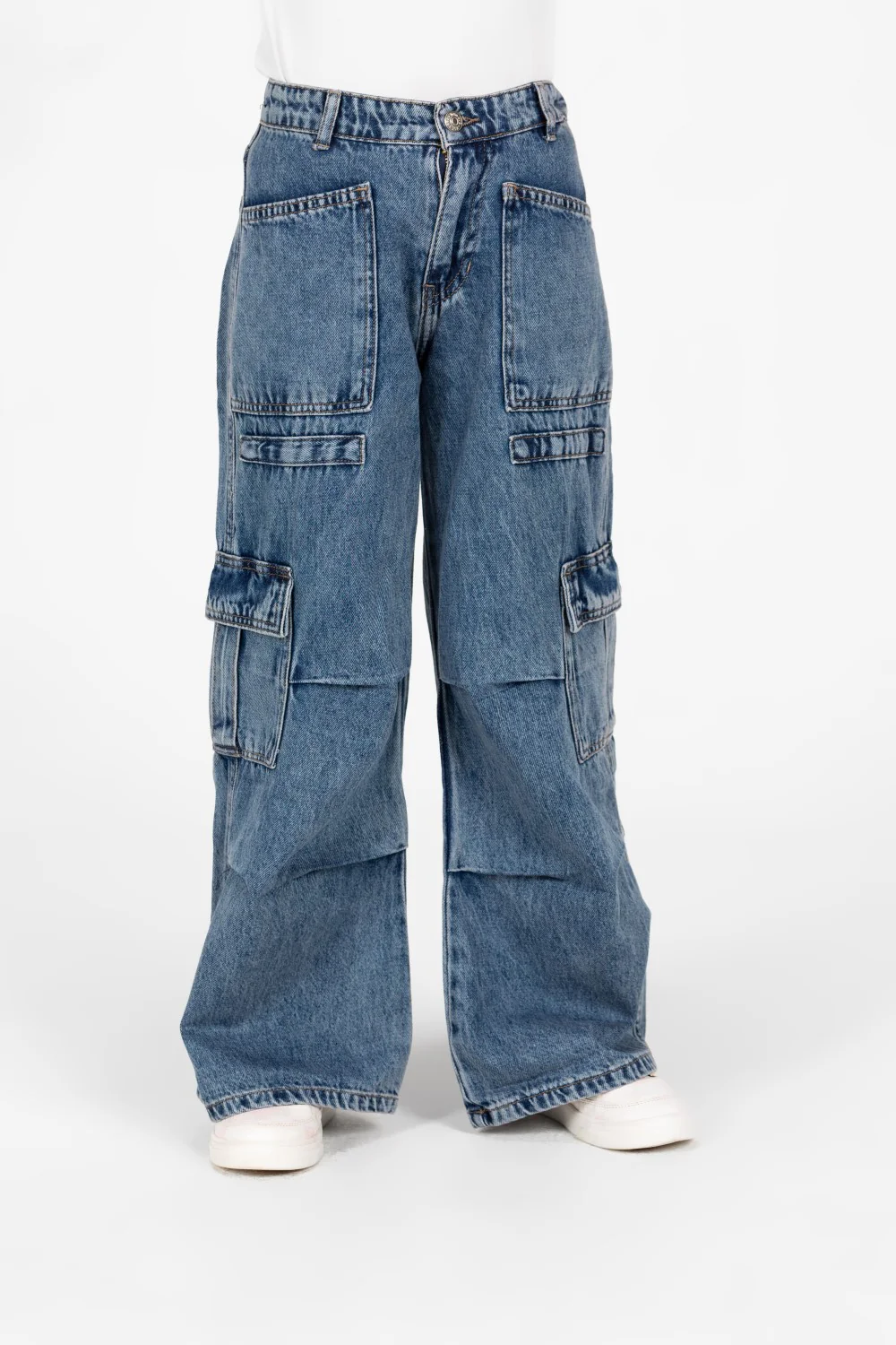 Girl's Wide Leg Slouchy Jeans Pants With Side Pockets - Image 5