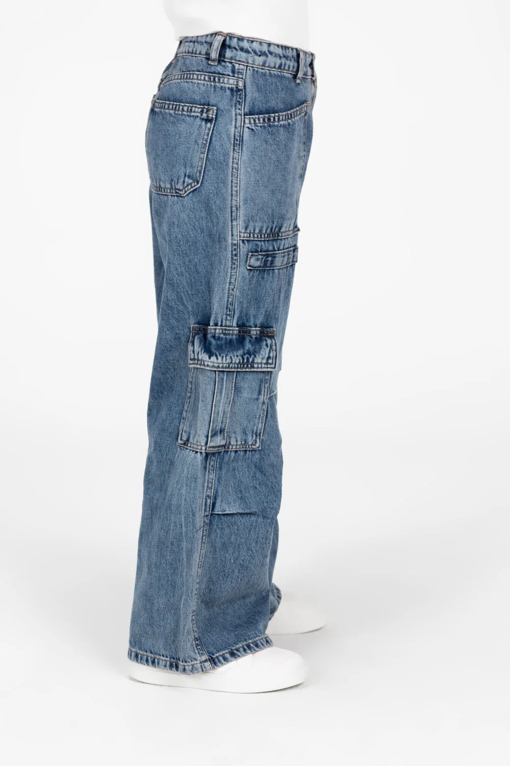 Girl's Wide Leg Slouchy Jeans Pants With Side Pockets - Image 7