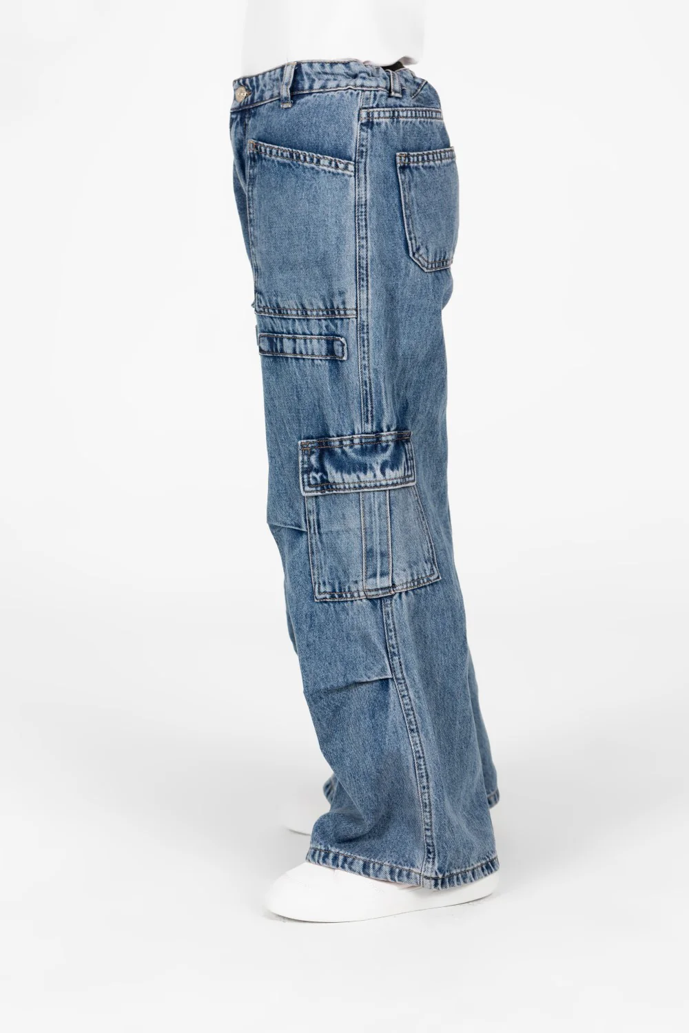 Girl's Wide Leg Slouchy Jeans Pants With Side Pockets - Image 8