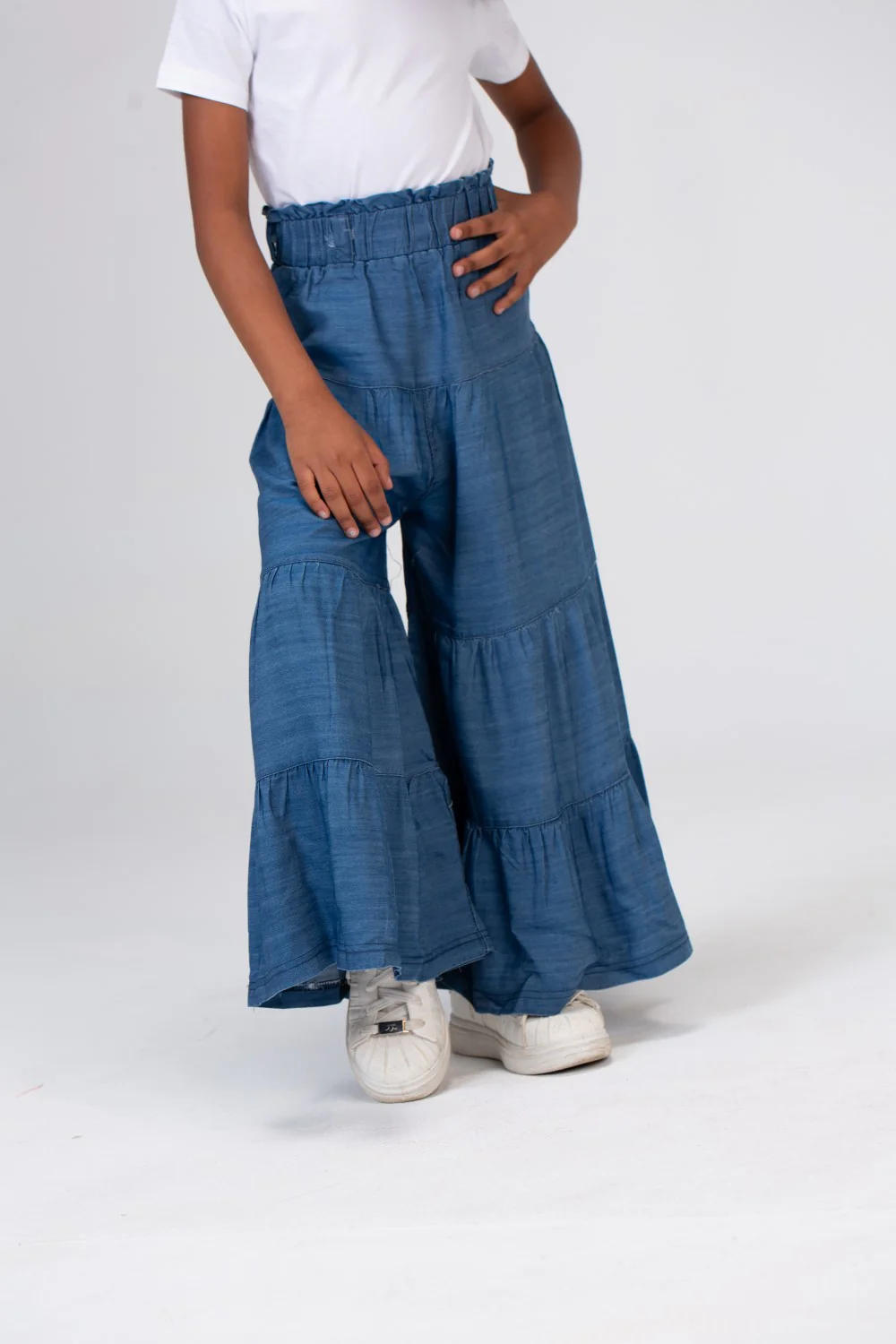 Girls Wide Leg Trousers Made Of Fabric With Ruffles And Elastic In The Middle - Image 21