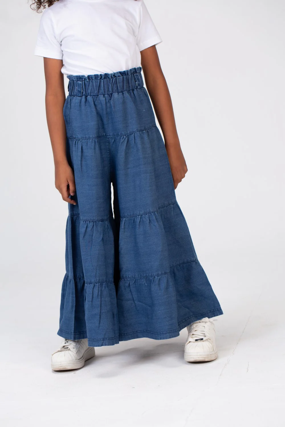 Girls Wide Leg Trousers Made Of Fabric With Ruffles And Elastic In The Middle - Image 6