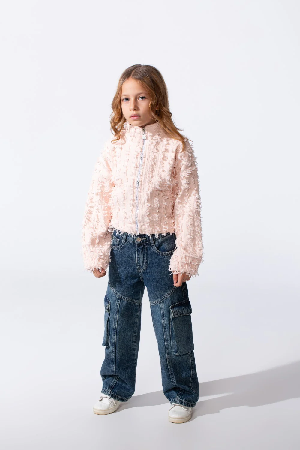 Girl's Winter Textured Fabric Zipper Slim Fit Shirt In A Modern Design - Image 12
