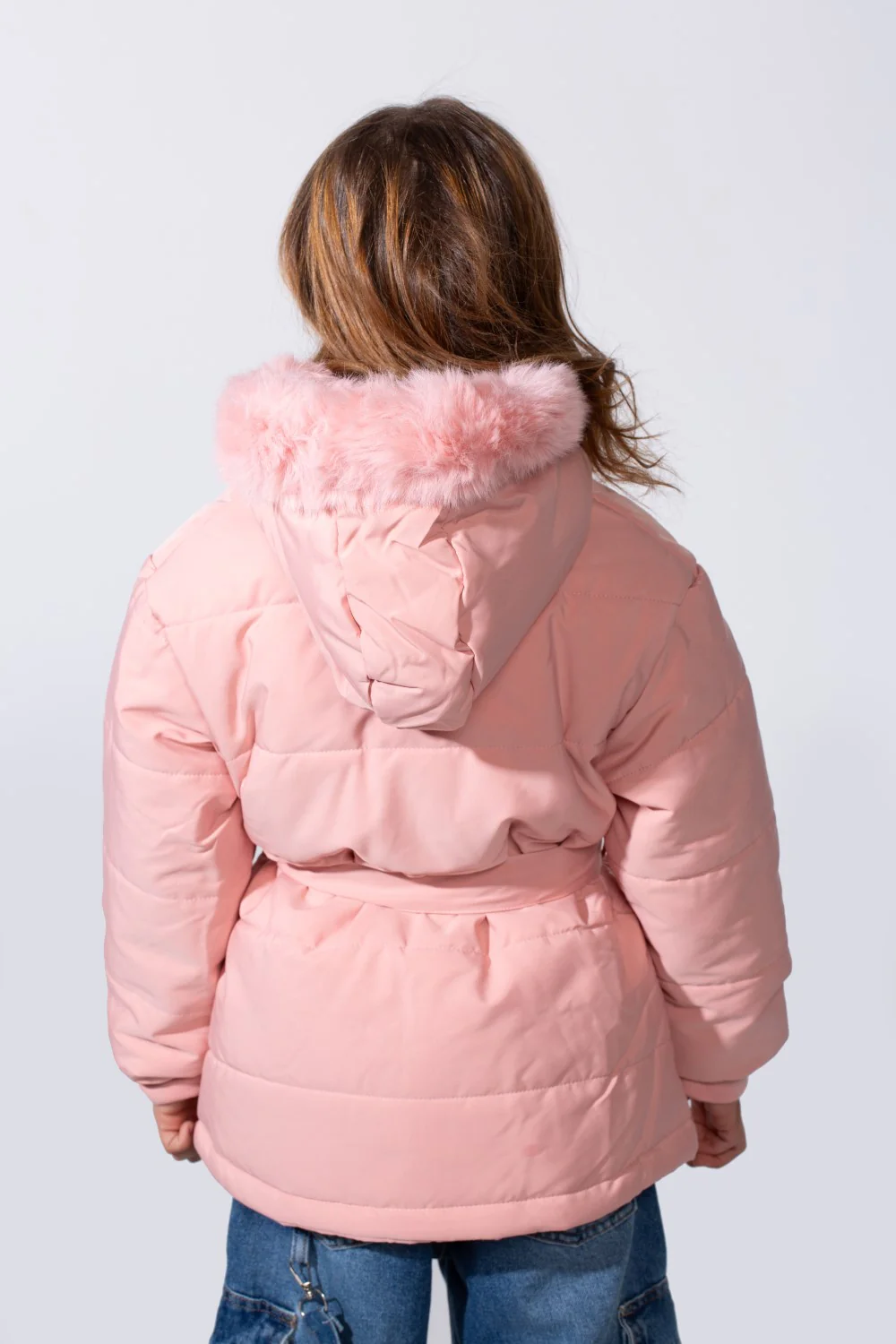 Girl's Zip-Up Long Sleeve With Fur Hood Chest Pockets Waterproof Jacket - Image 12