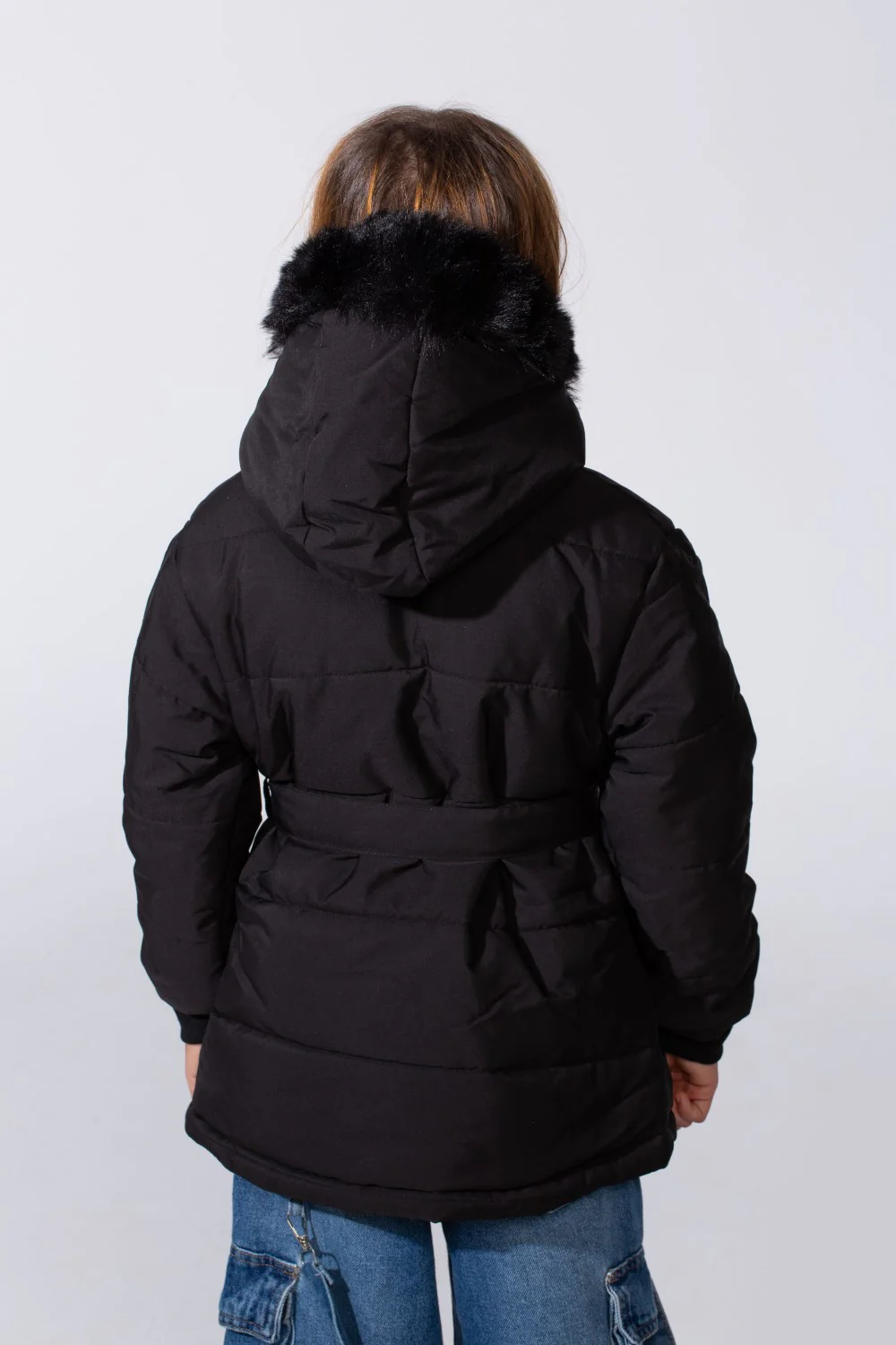 Girl's Zip-Up Long Sleeve With Fur Hood Chest Pockets Waterproof Jacket - Image 4