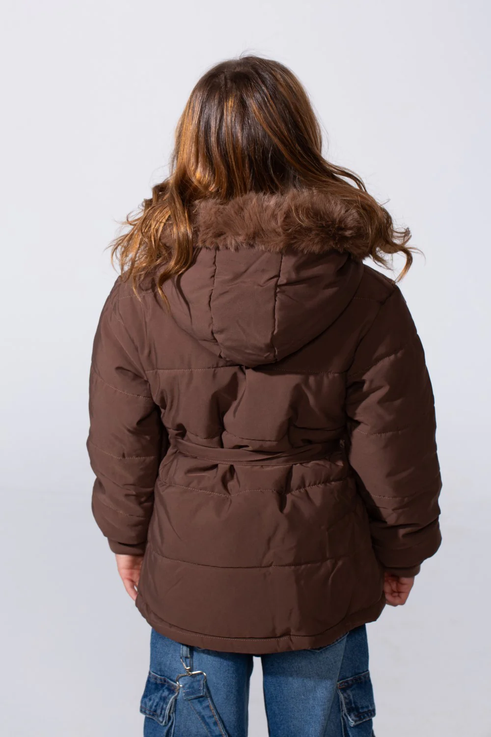 Girl's Zip-Up Long Sleeve With Fur Hood Chest Pockets Waterproof Jacket - Image 8