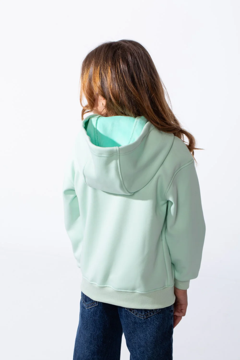 Girl's Zip-Up Ribbed Cuffs Spacious Double-Layer Hood Slim Fit Sweatshirt - Image 10