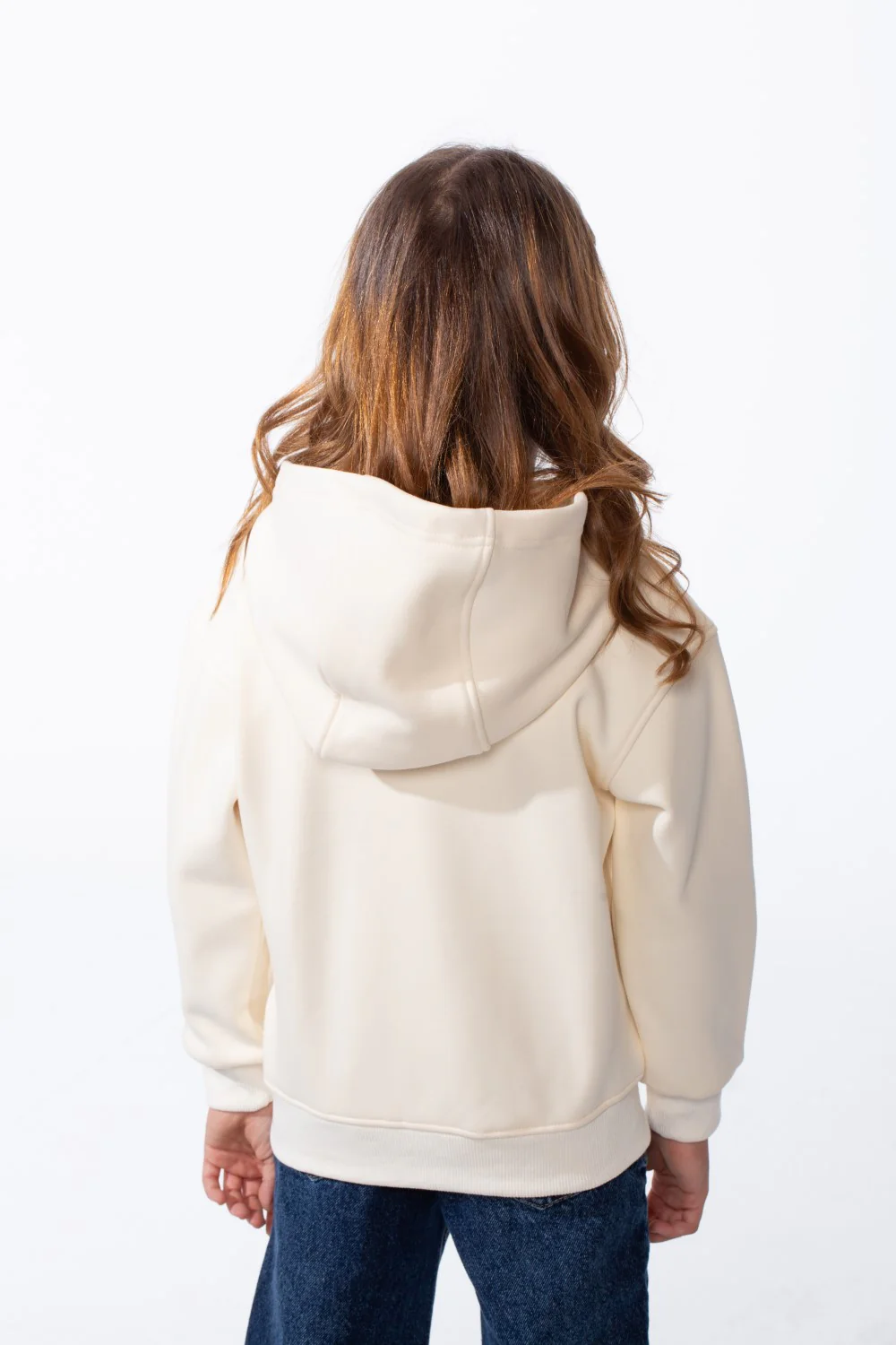 Girl's Zip-Up Ribbed Cuffs Spacious Double-Layer Hood Slim Fit Sweatshirt - Image 2