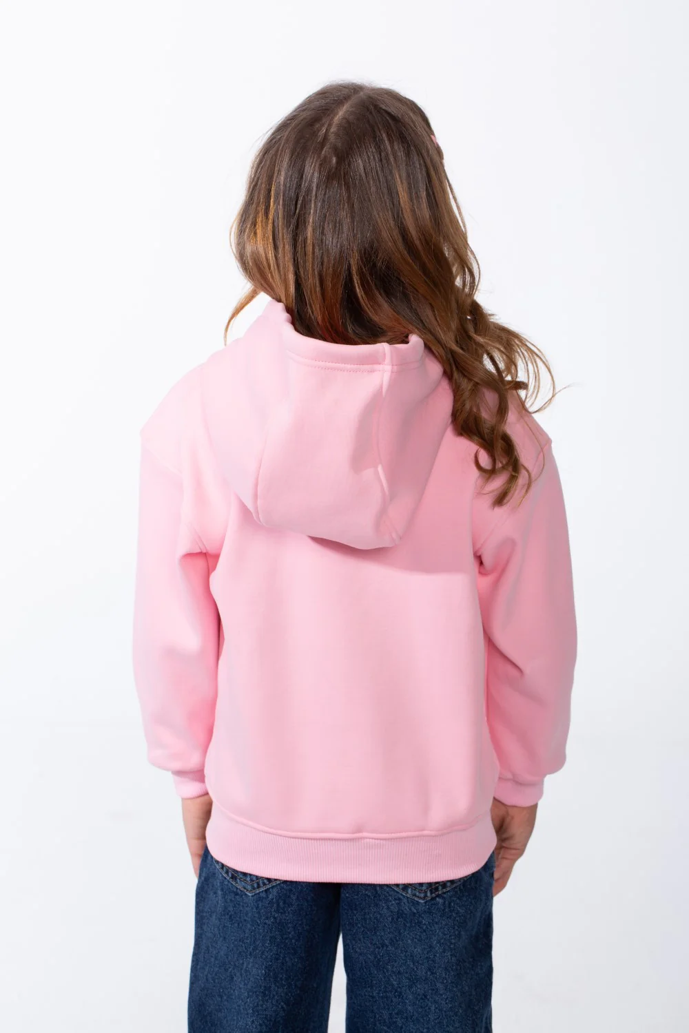 Girl's Zip-Up Ribbed Cuffs Spacious Double-Layer Hood Slim Fit Sweatshirt - Image 6