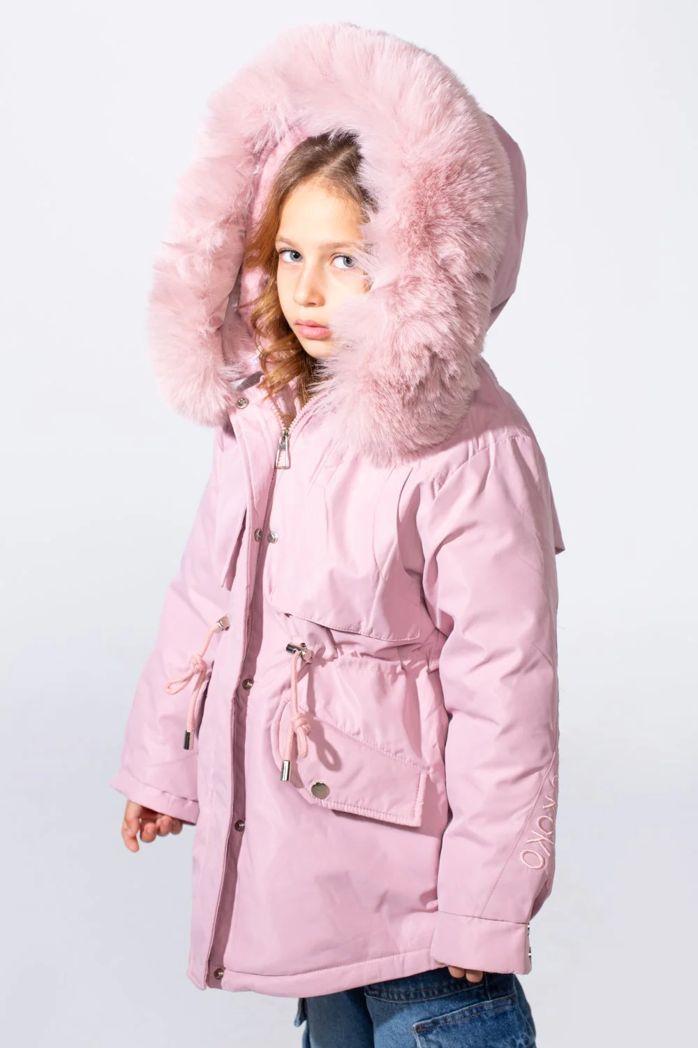 Girl's Zip-Up With Two Side Pockets Fur Hood Buffer Thermal Waterproof Jacket - Image 11