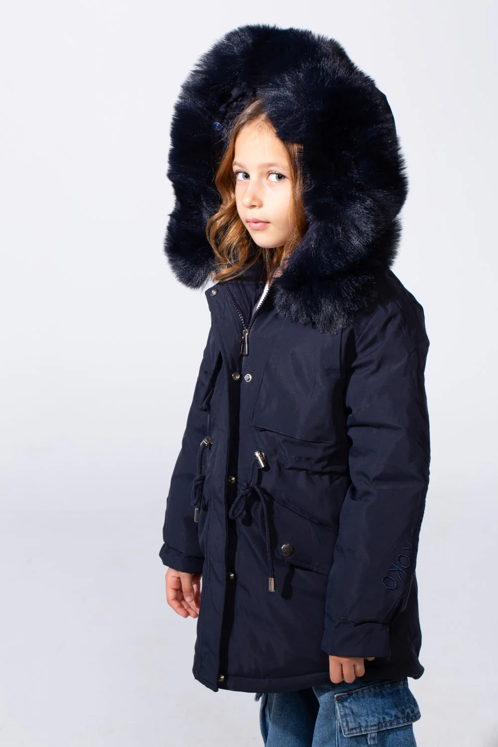 Girl's Zip-Up With Two Side Pockets Fur Hood Buffer Thermal Waterproof Jacket - Image 8