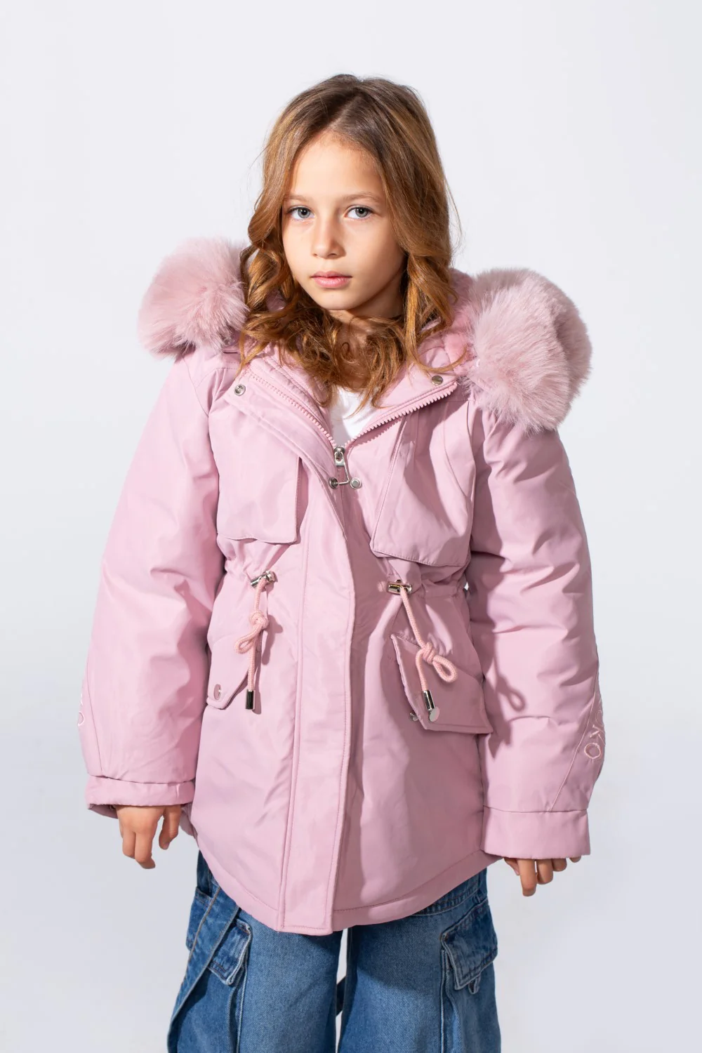 Girl's Zip-Up With Two Side Pockets Fur Hood Buffer Thermal Waterproof Jacket - Image 9