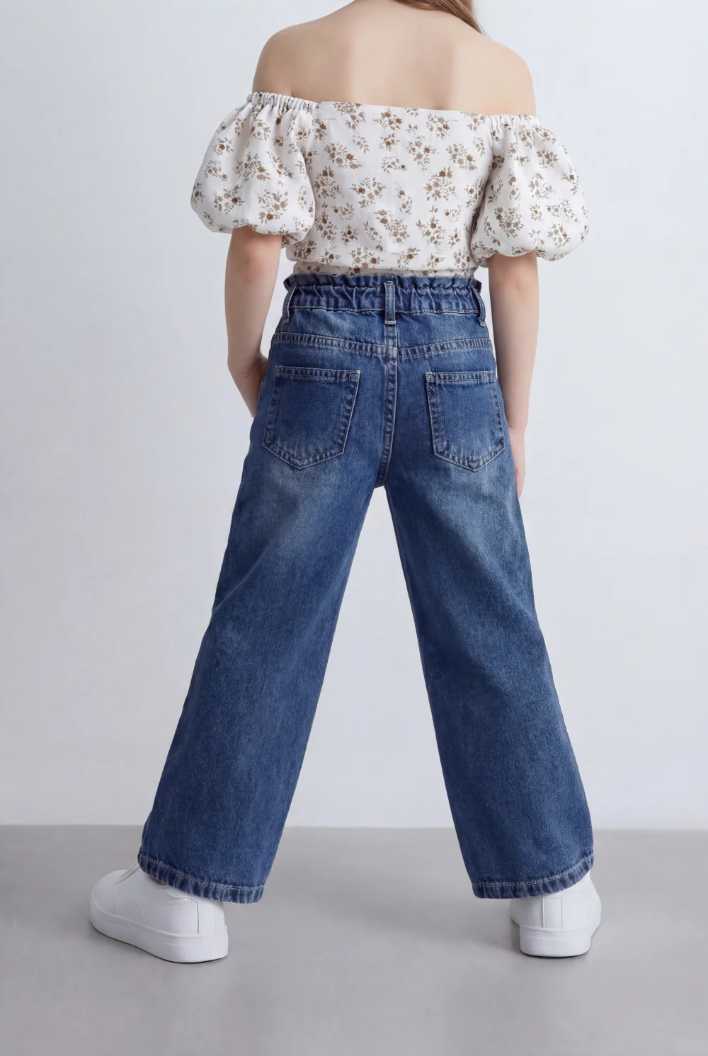 Girl's Tomato Store Wide Leg Denim High Rise Fit Classic Five Pocket Design Button Closure Belt Loops - Image 10