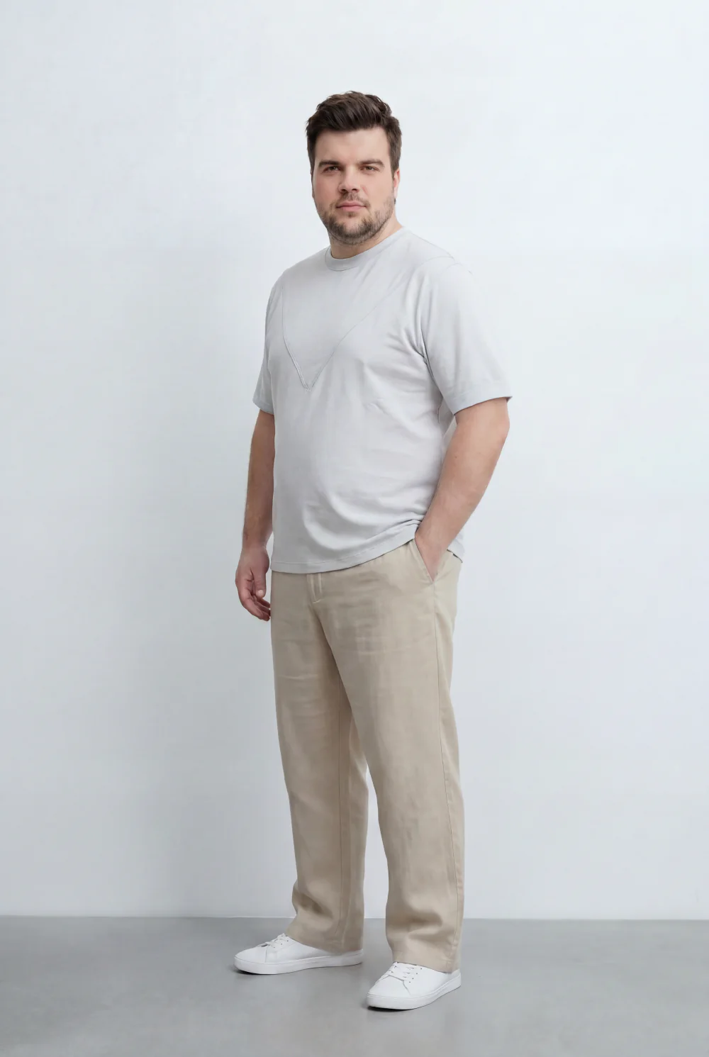Men’s Tomato Store Big Size Crew Neck T-Shirt Featuring Distinctive V Seam Detail Across The Chest - Image 8