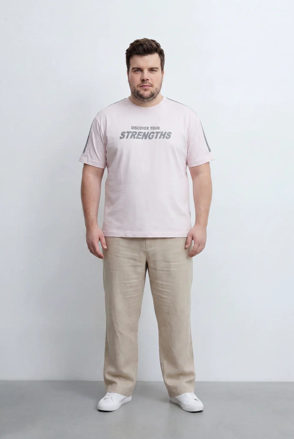 Men’s Tomato Store Big Size Graphic T-Shirt Bold Strengths Front Print And Contrast Shoulder Tape Details - Image 7