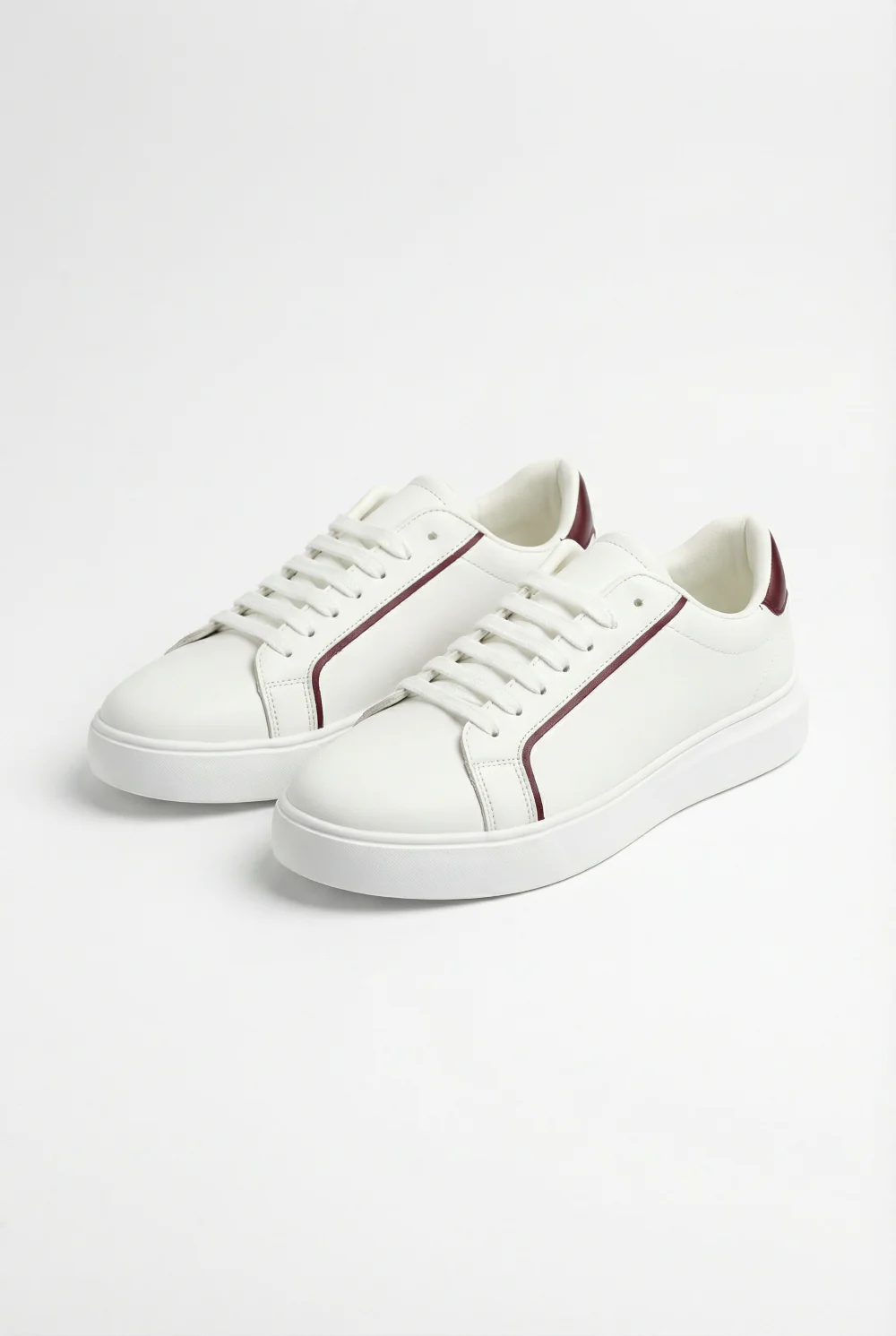 Men’s Clean Textured Minimalist Trainer Low-Top Sneakers Slim Inlaid Trim Along Side Panels Classic Shoes - Image 3
