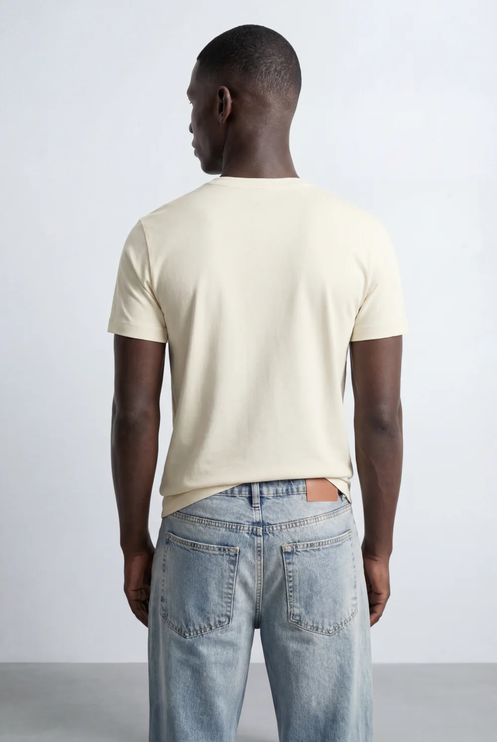 Men’s Ribbed Crew Neckline Tomato Store Signature Shoulder Patch Short Sleeves T-Shirt - Image 3