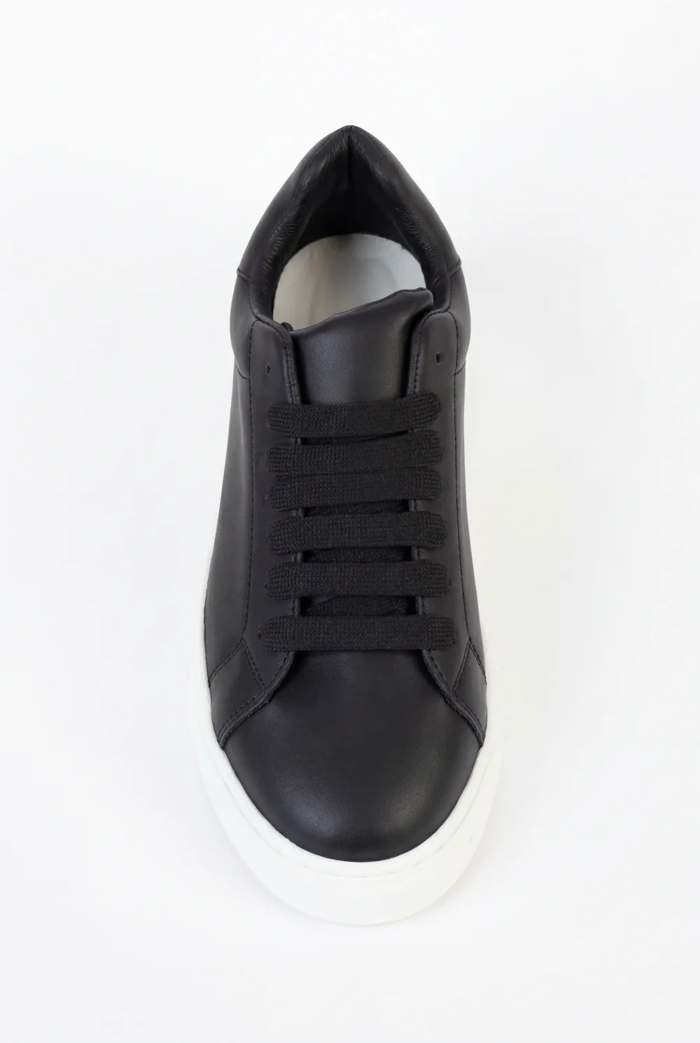 Men’s Sleek Leather Trainer Low-Top Sneakers Extra-Wide Flat Laces For Bold Modern Edge High End Fashion Shoes - Image 4