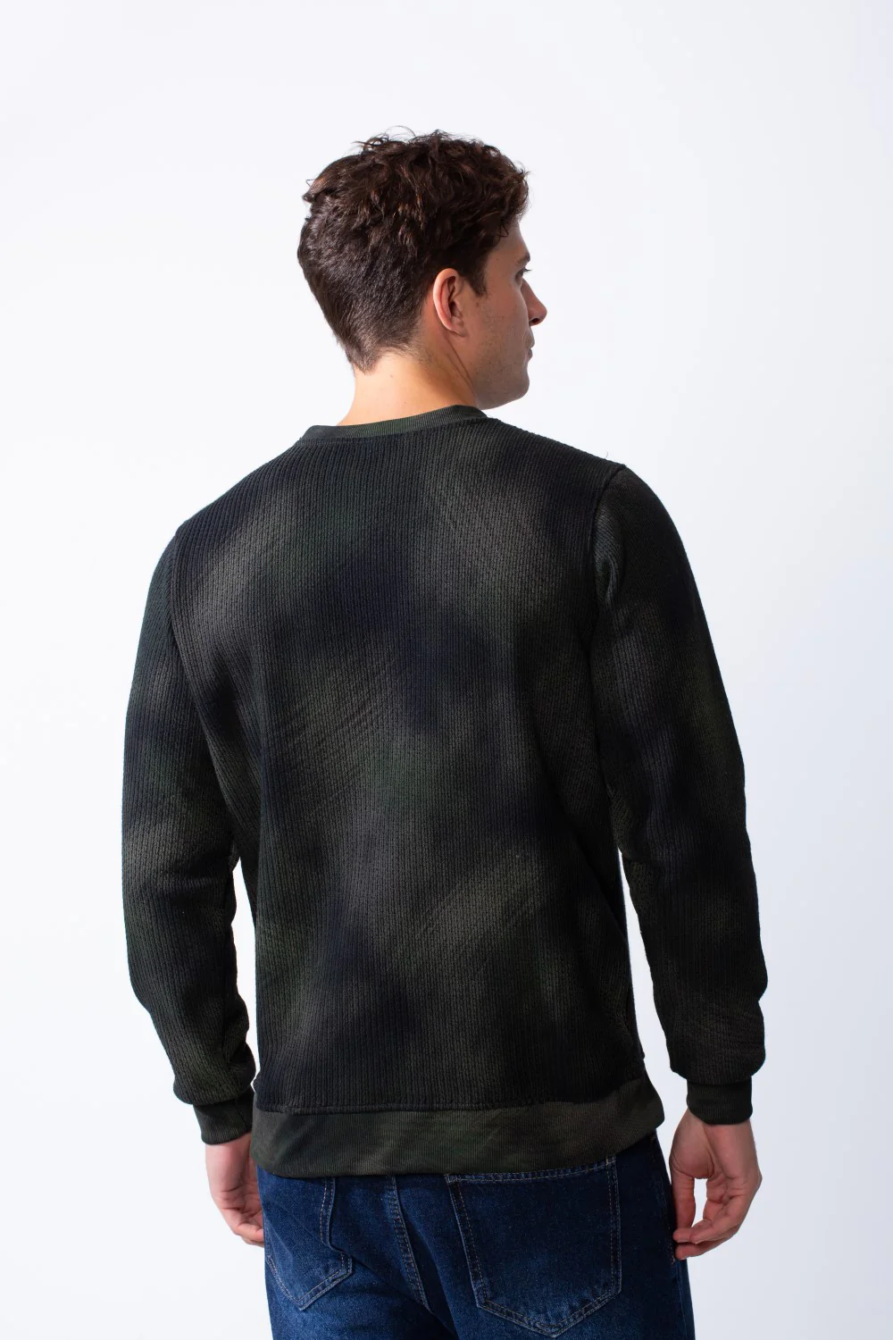 Men’s Textured Acid-Wash Crewneck Long Sleeve Tomato Store Slim Fit Sweatshirt - Image 10
