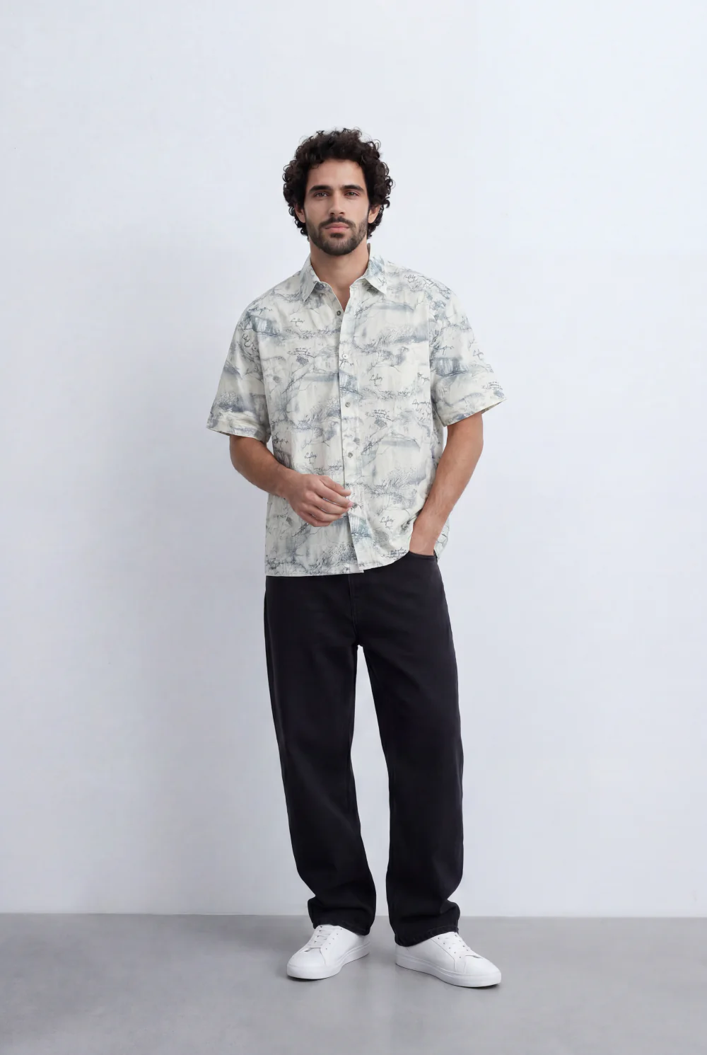Men’s Tomato Store Abstract Marble Shirt Fluid Sketch Print Lightweight Camp Collar Design - Image 10