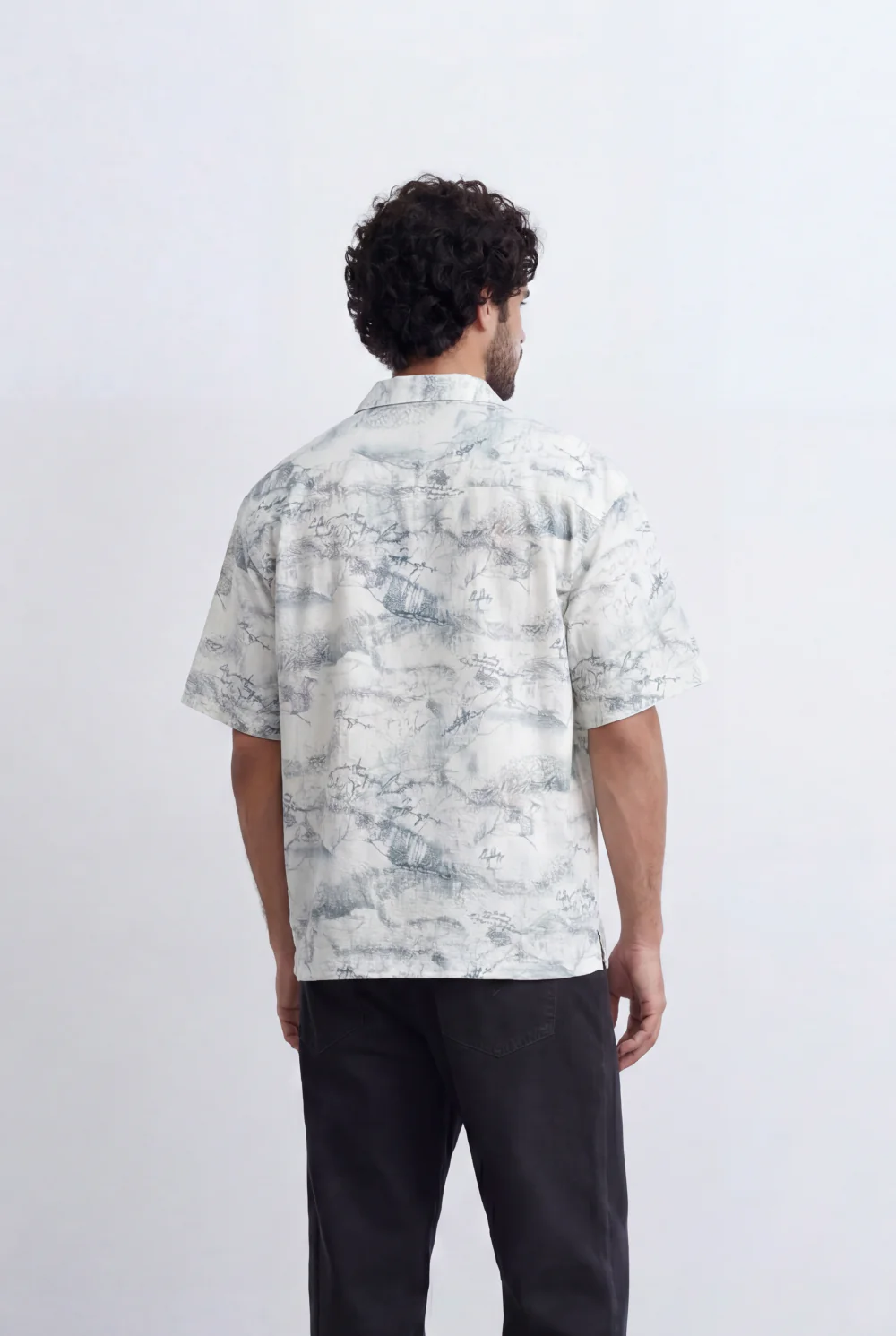 Men’s Tomato Store Abstract Marble Shirt Fluid Sketch Print Lightweight Camp Collar Design - Image 11