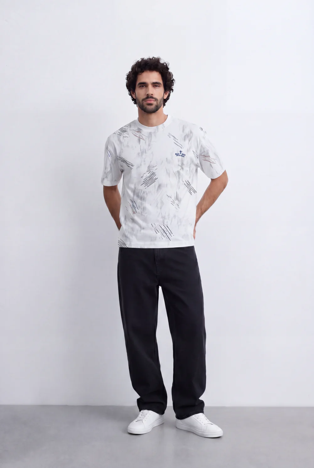 Men’s Tomato Store Abstract Sketch T-Shirt Artistic Linework Print Washed Texture Detailing - Image 7
