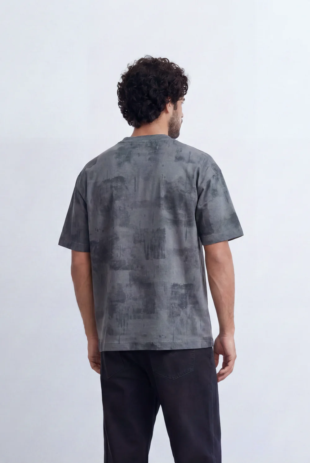 Men’s Tomato Store Abstract Washed  Slim Fit T-Shirt Layered Shadow Texture Effect - Image 2
