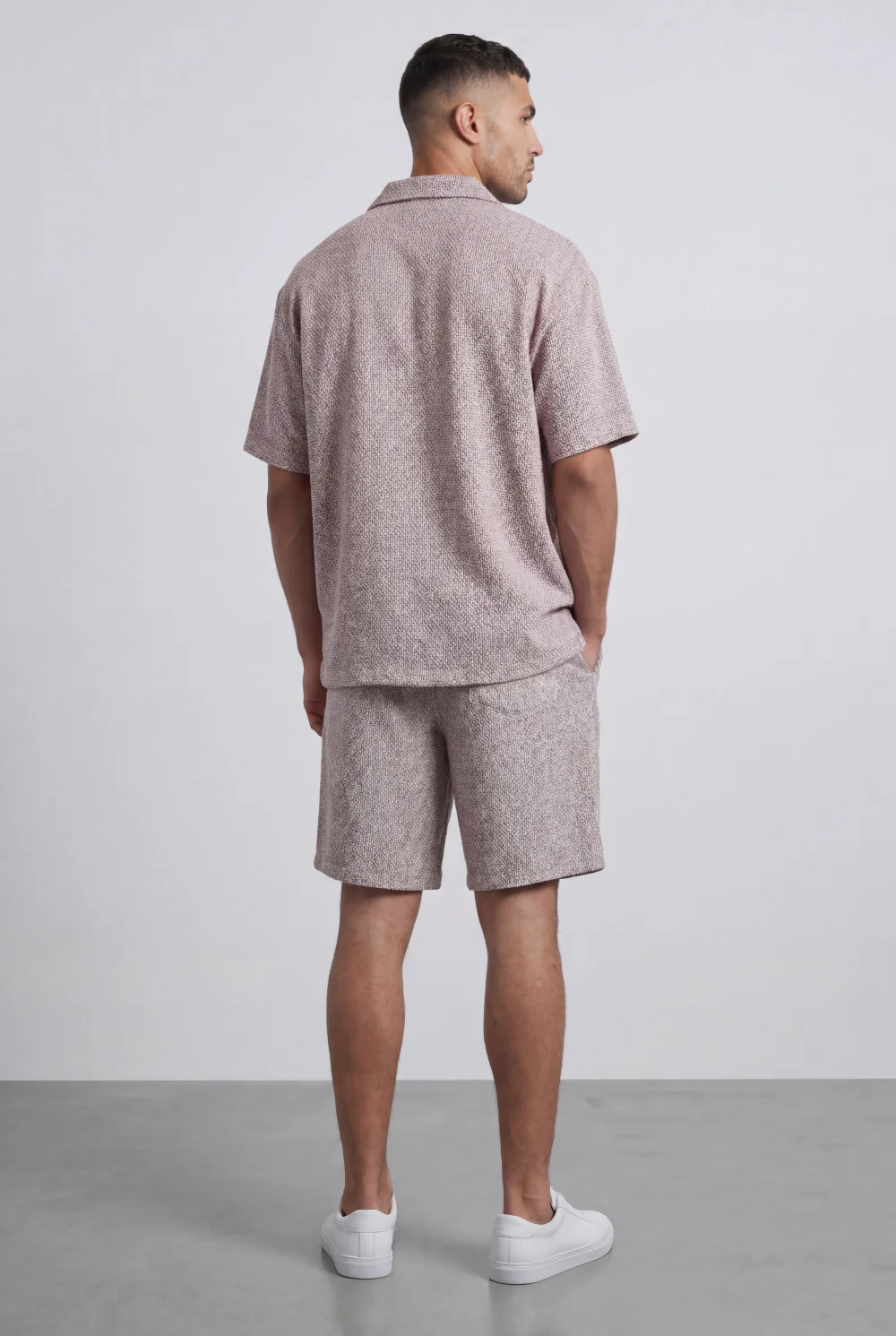Men’s Tomato Store Airy Knit Resort Co-Ord Open Collar Textured Surface Button Front Regular Fit Outfit - Image 6