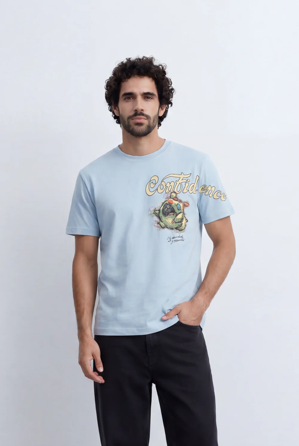 Men’s Tomato Store Artistic Graphic T-Shirt Confidence Typography Print Abstract Character Detail - Image 5