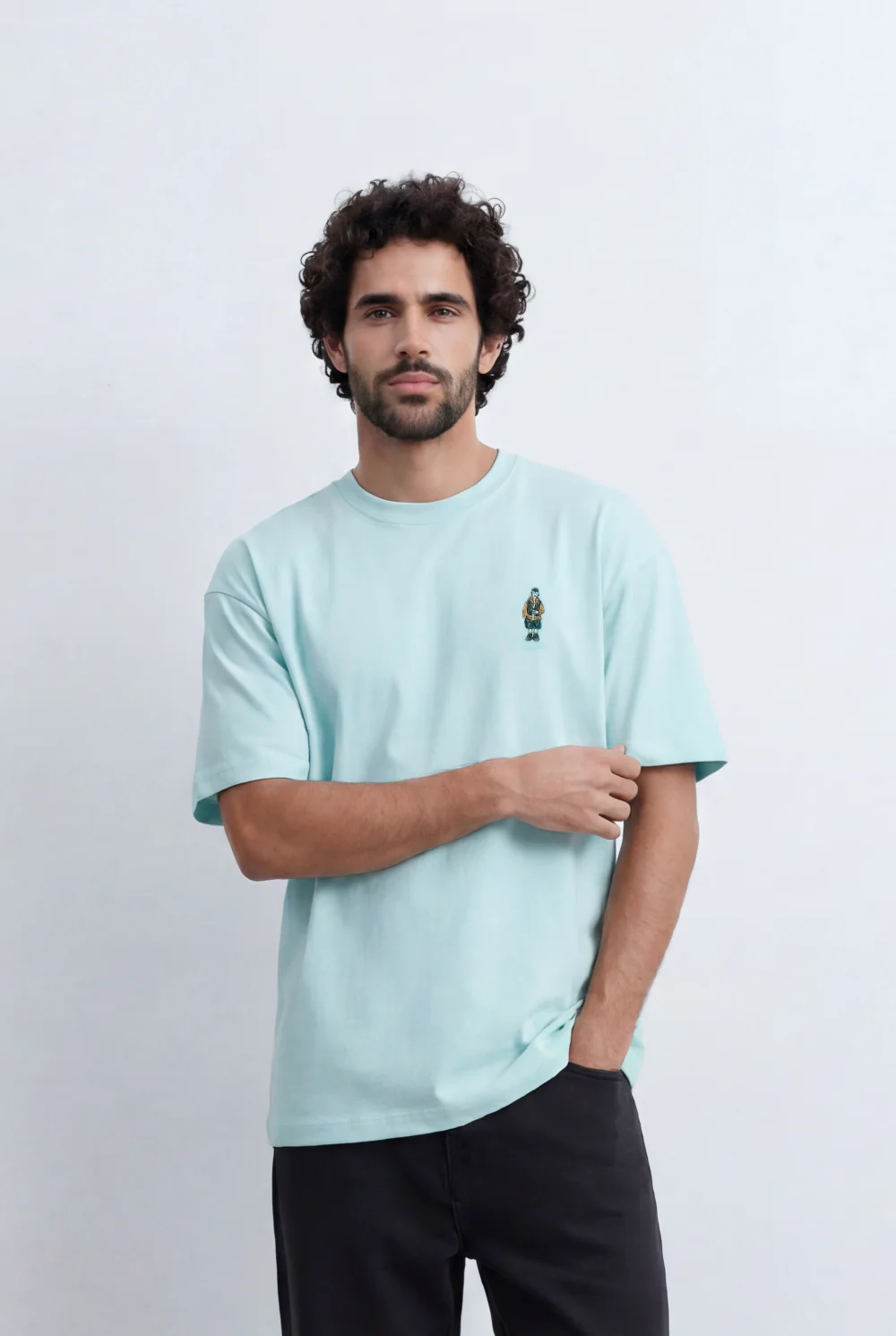 Men’s Tomato Store Back Graphic T-Shirt Minimal Vertical Artwork Placement Clean Oversized Streetwear Fit - Image 5