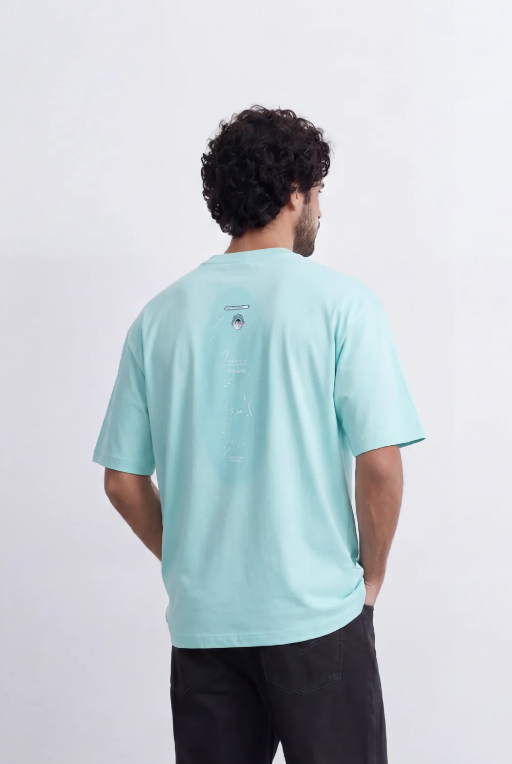 Men’s Tomato Store Back Graphic T-Shirt Minimal Vertical Artwork Placement Clean Oversized Streetwear Fit - Image 6