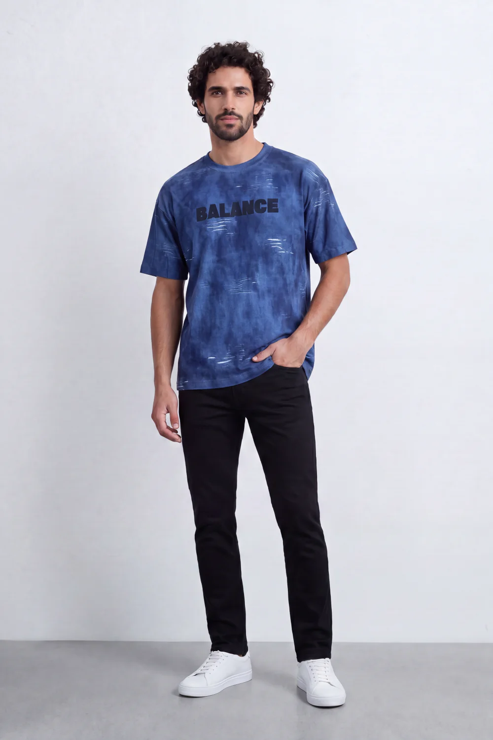 Men’s Tomato Store Balance Fade T-Shirt Relaxed Fit Cloudy Acid Wash Surface Tonal Chest Typography Print Scattered Scratch Distress - Image 11