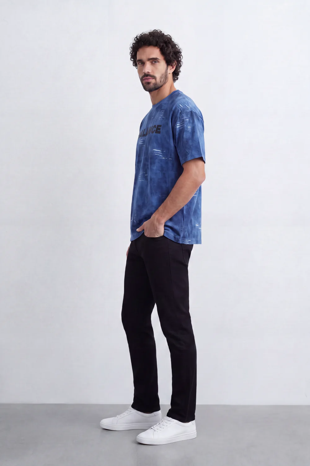 Men’s Tomato Store Balance Fade T-Shirt Relaxed Fit Cloudy Acid Wash Surface Tonal Chest Typography Print Scattered Scratch Distress - Image 12