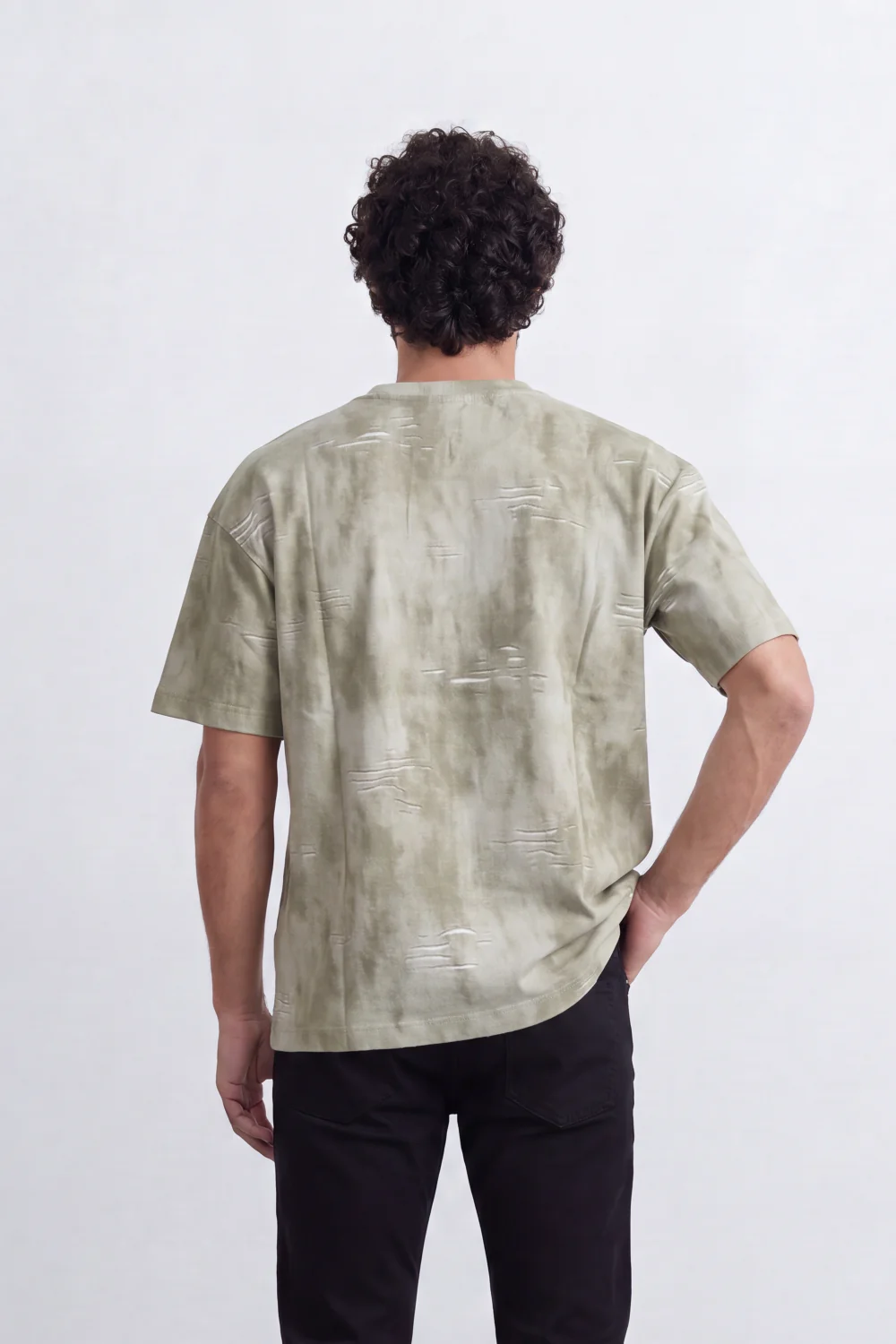 Men’s Tomato Store Balance Fade T-Shirt Relaxed Fit Cloudy Acid Wash Surface Tonal Chest Typography Print Scattered Scratch Distress - Image 6