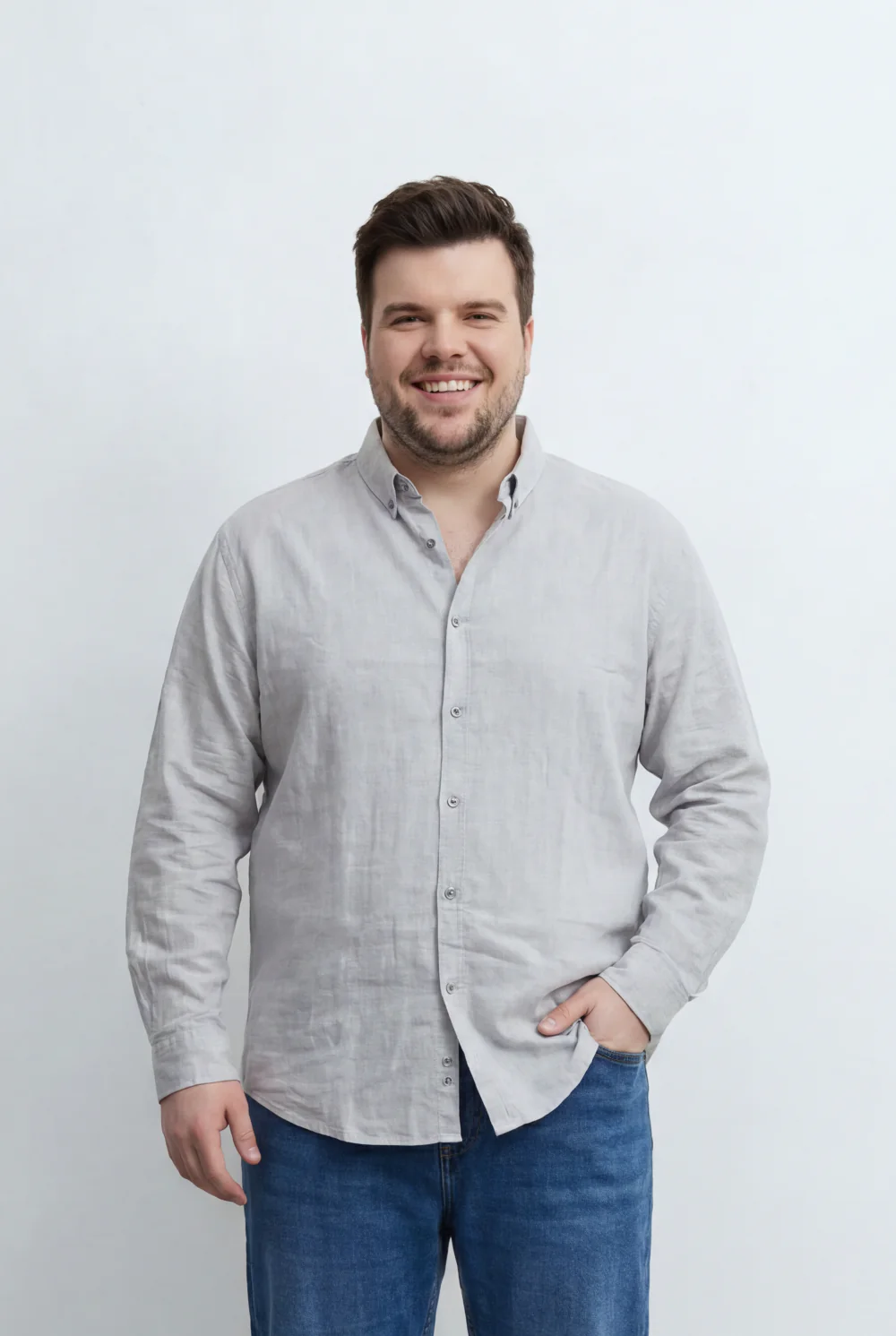 Men’s Tomato Store Big Size Button Down Shirt With  Relaxed Fit Classic Collar Design - Image 4