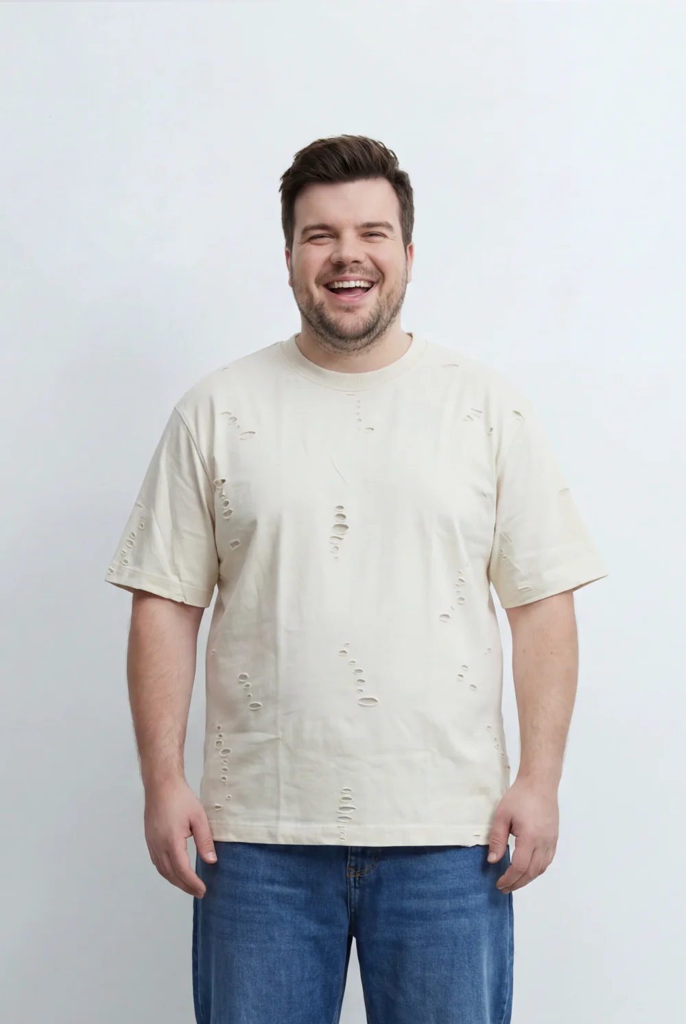 Men’s Tomato Store Big Size Distressed T-Shirt Intentional Ripped Details - Image 5