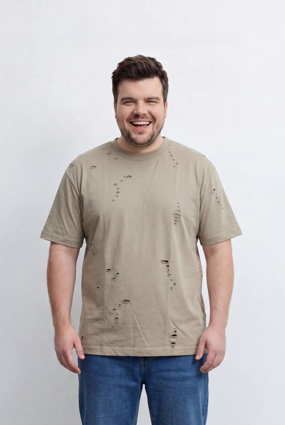 Men’s Tomato Store Big Size Distressed T-Shirt Intentional Ripped Details - Image 9