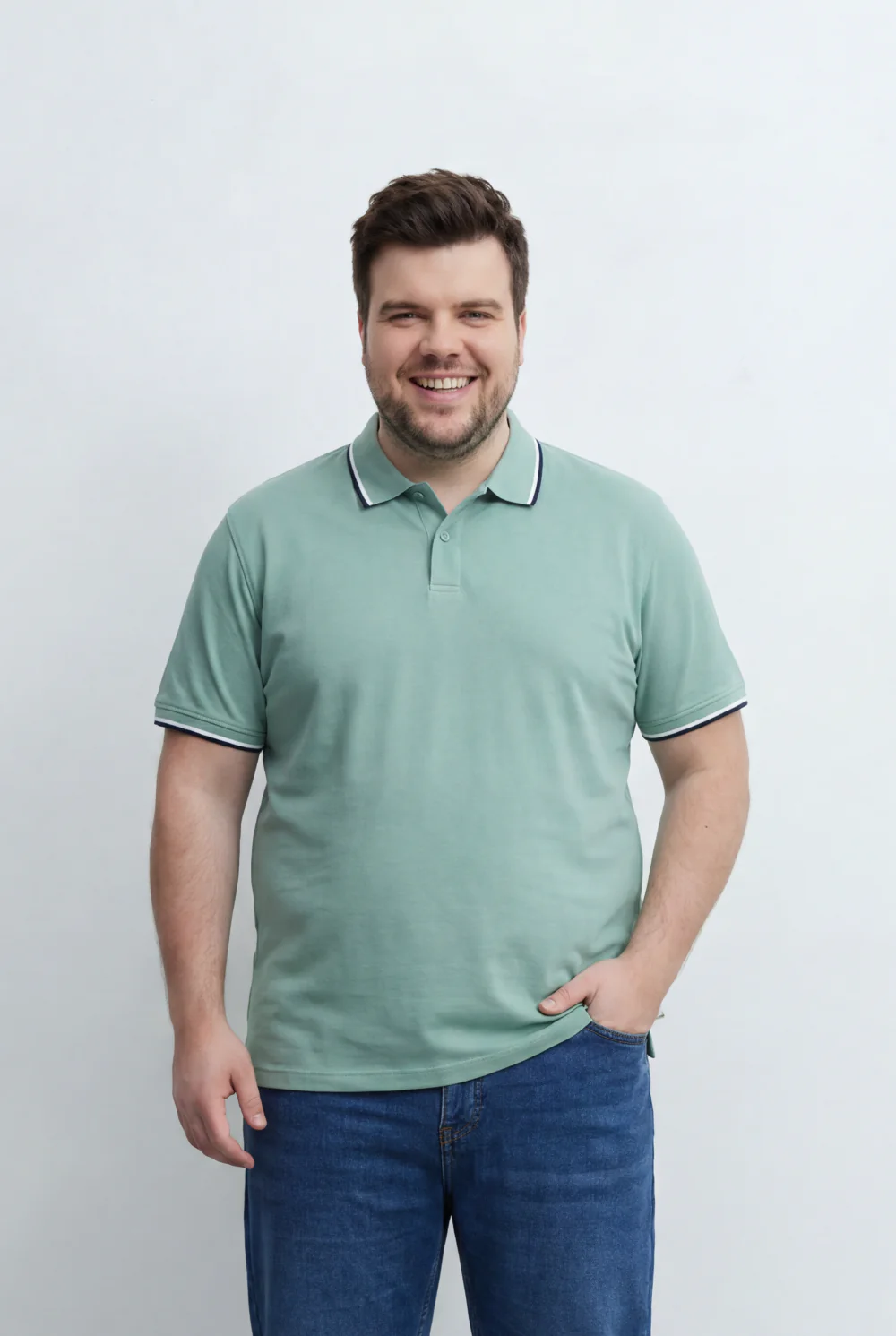 Men’s Tomato Store Big Size Polo Crafted Contrast Tipping Details Collar And Sleeves T-Shirt - Image 5