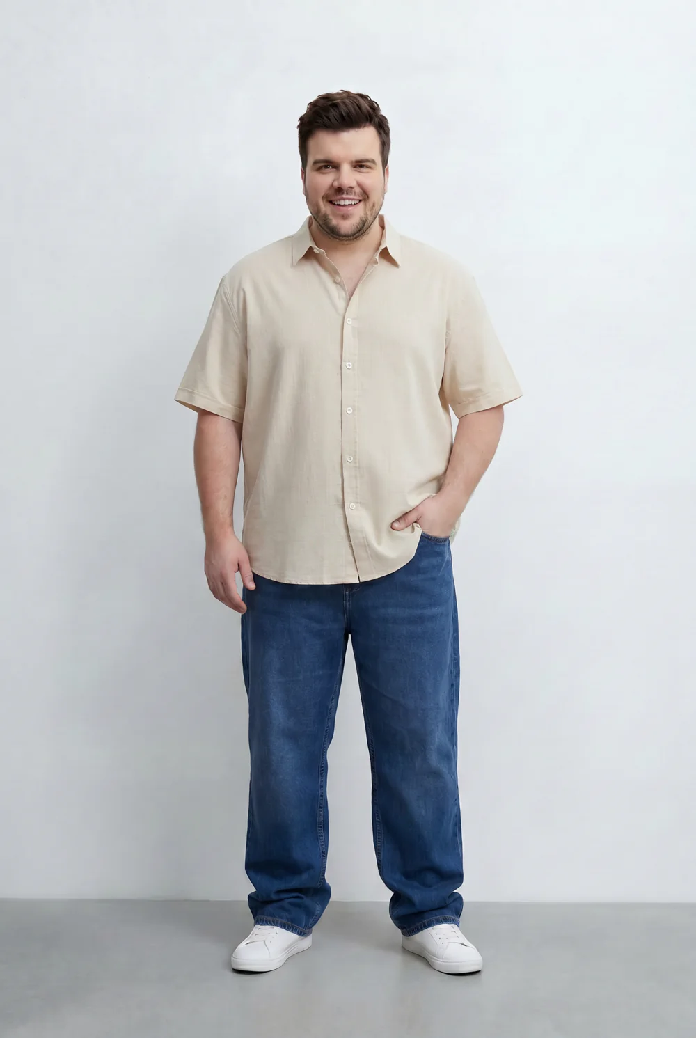 Men’s Tomato Store Big Size Short Sleeve Basic Shirt Featuring Relaxed Open Collar Design - Image 3