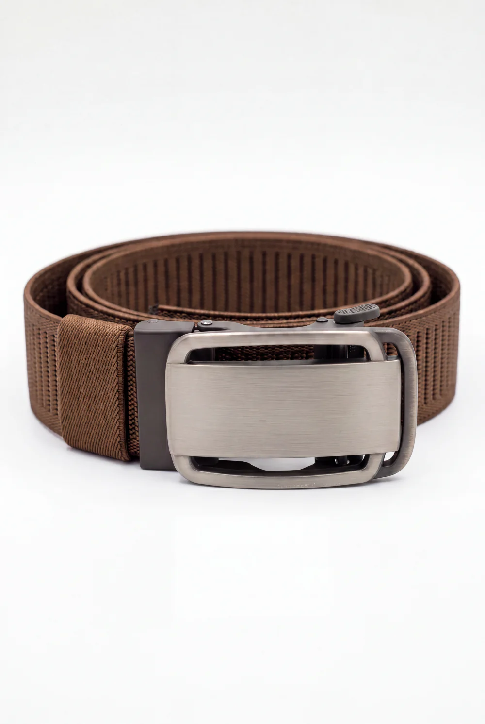 Men’s Tomato Store Brushed Plate Stretch Belt With Woven Elastic Strap Low Profile Lock Buckl - Image 8