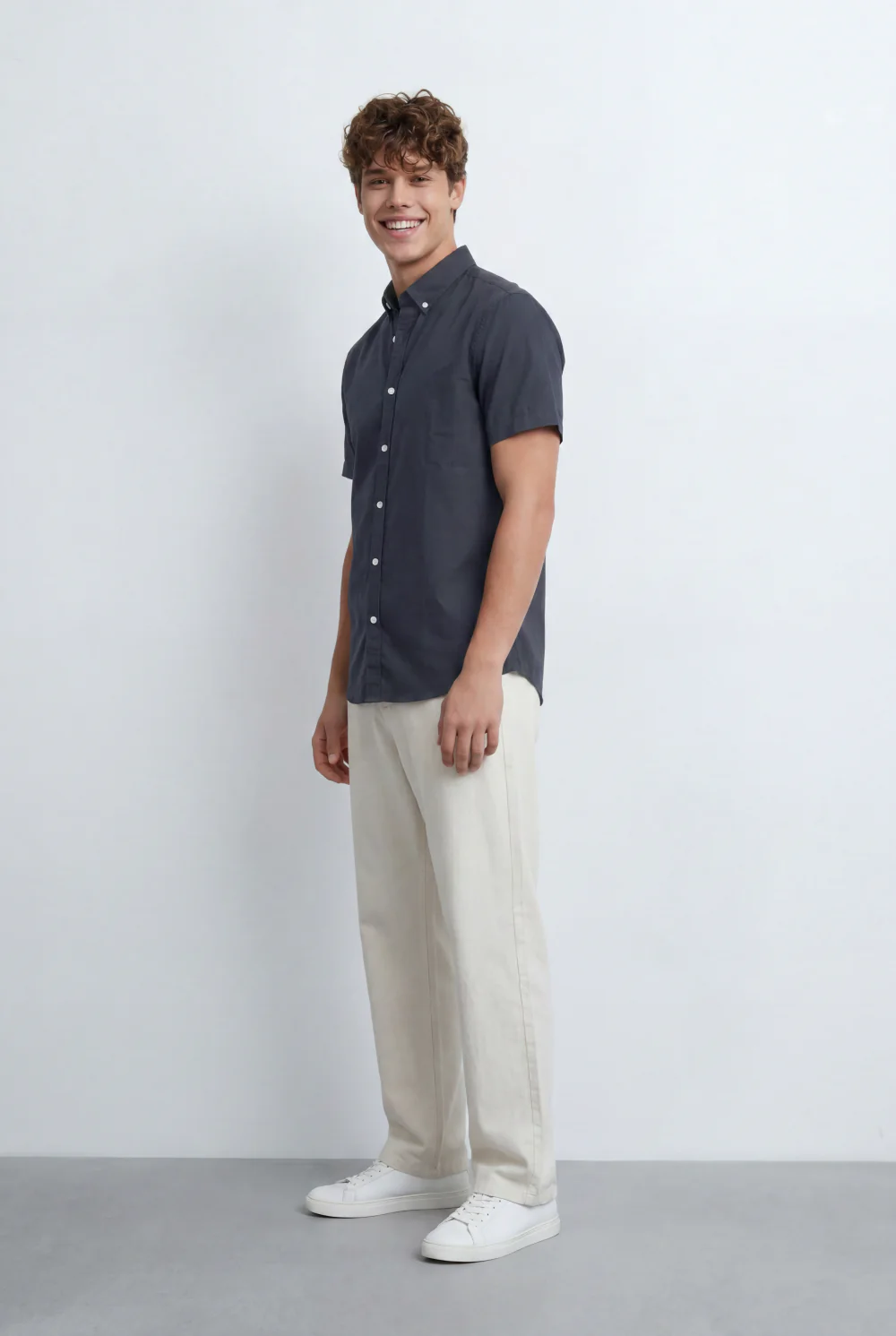 Men’s Tomato Store Button Down Shirt Classic Collar Design Short Sleeves Tailored Regular Fit - Image 4